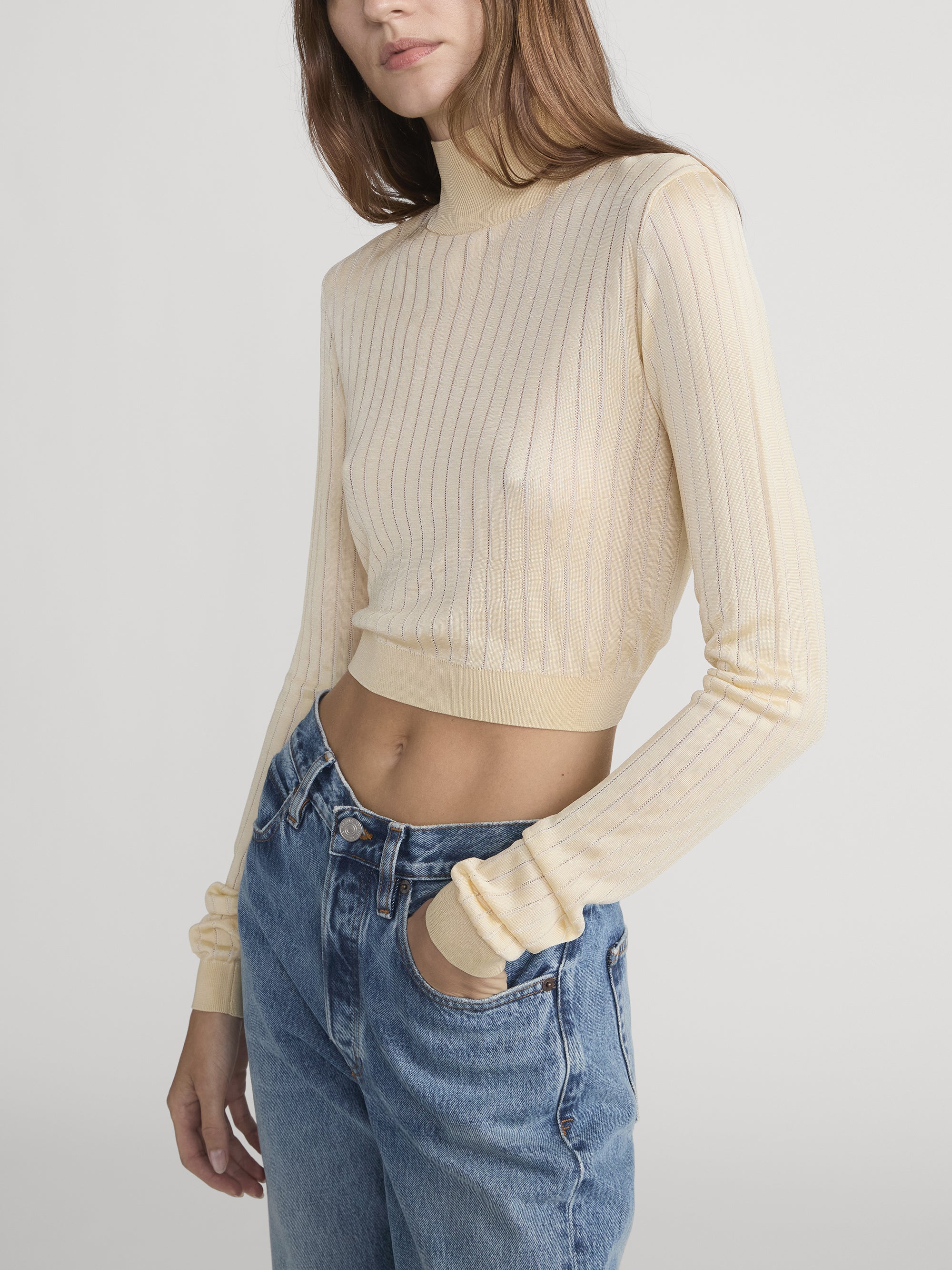The Crop Fitted Turtleneck -- Butter - Image 5