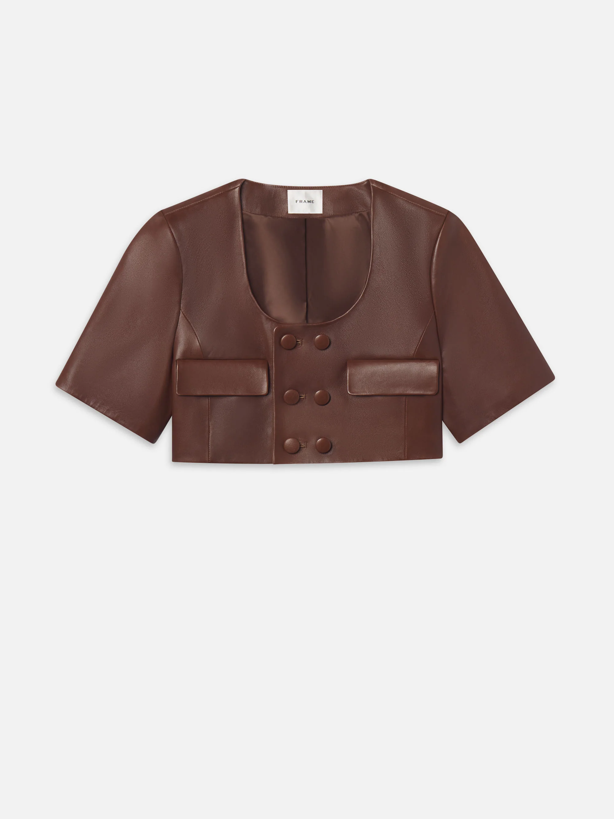 The Cropped Leather Jacket -- Dark Brown
