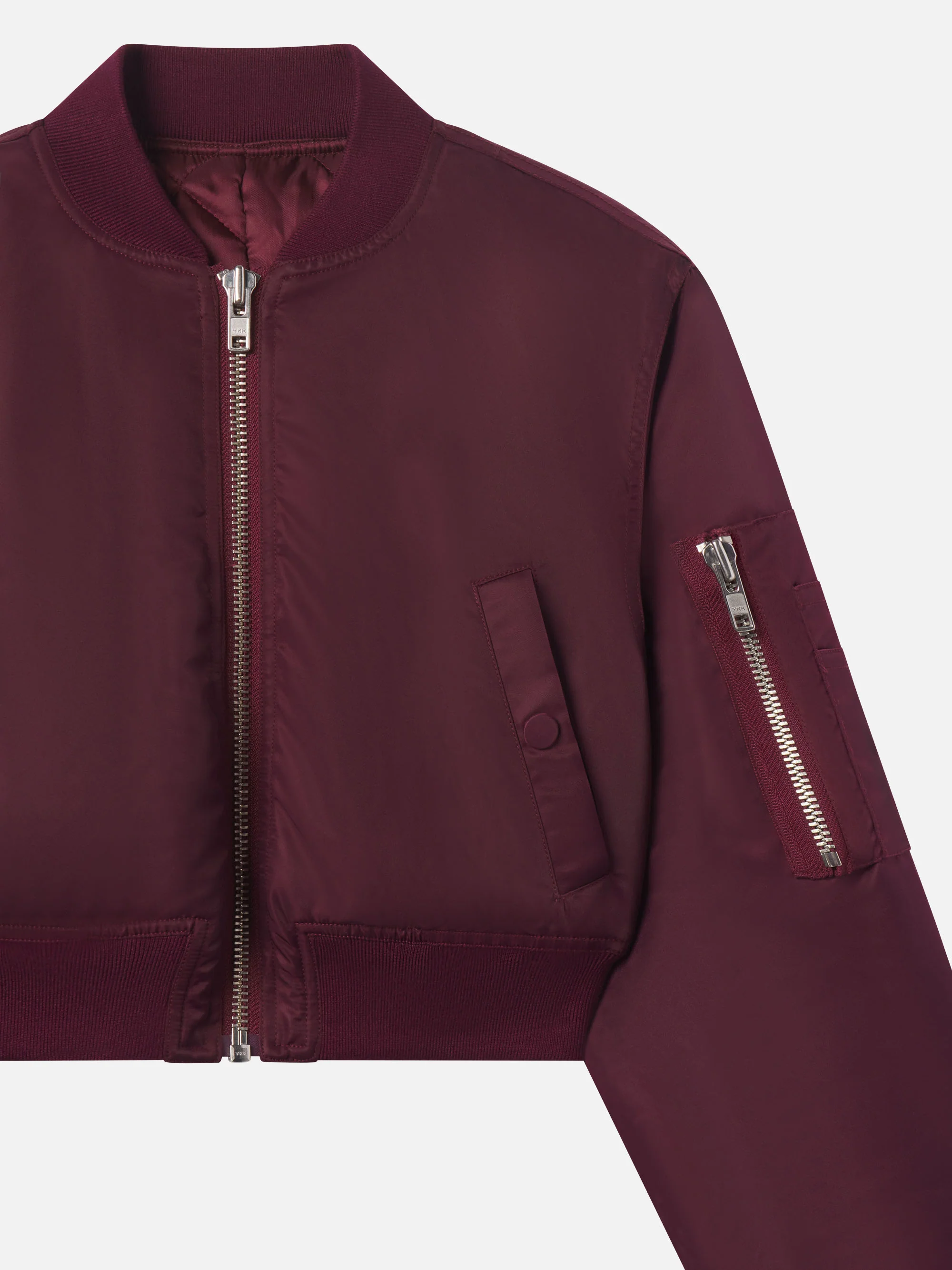 The Cropped Nylon Bomber -- Cabernet - Image 2