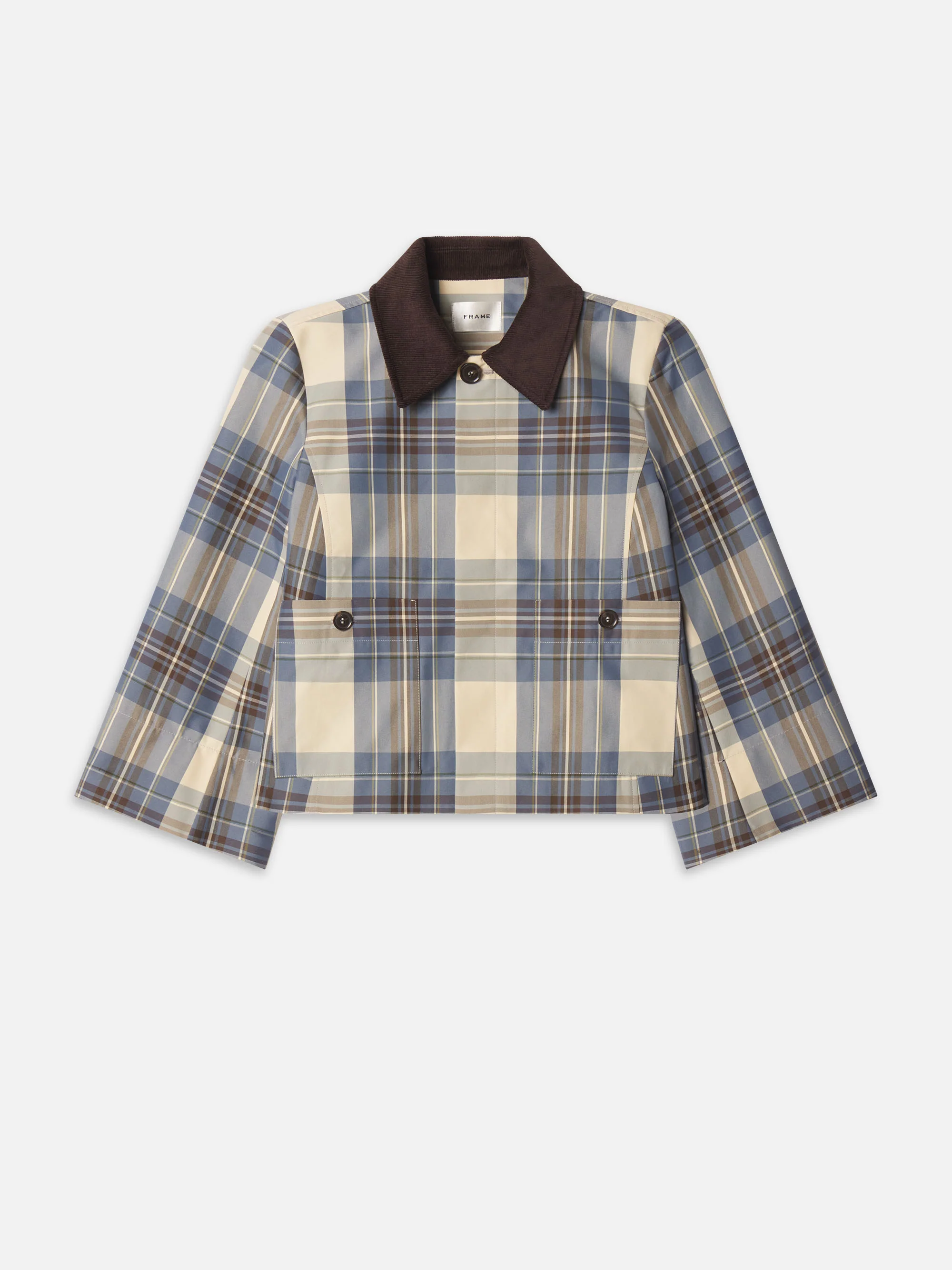 The Cropped Plaid Mac Coat -- Navy Check
