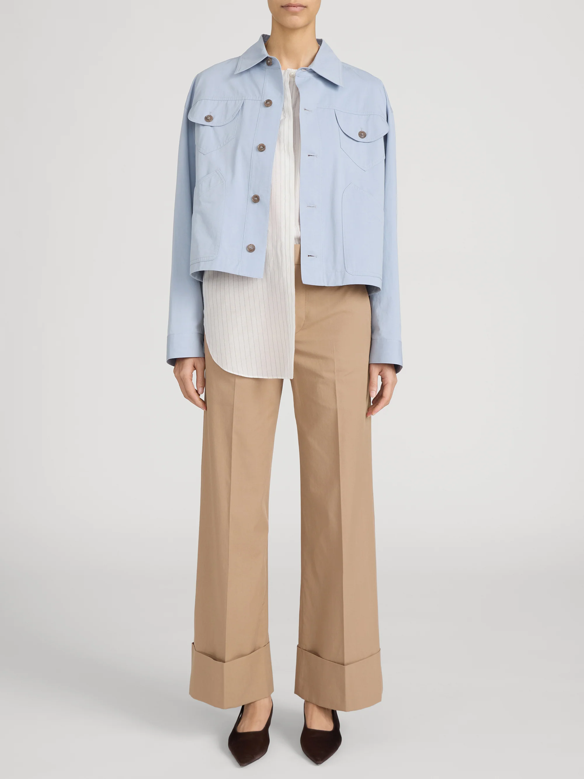 The Cuffed Slim Palazzo Trouser -- Khaki - Image 2