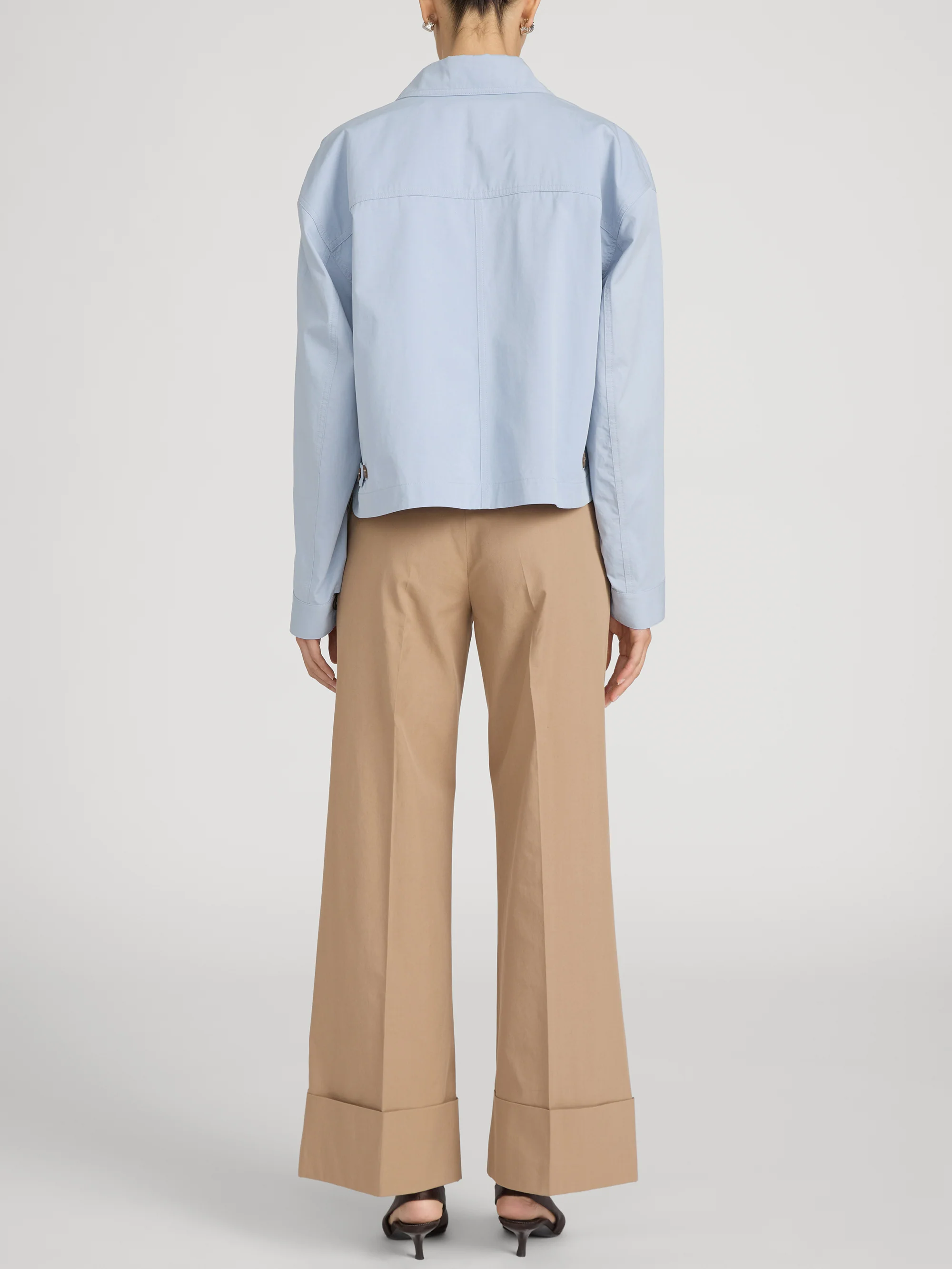 The Cuffed Slim Palazzo Trouser -- Khaki - Image 6