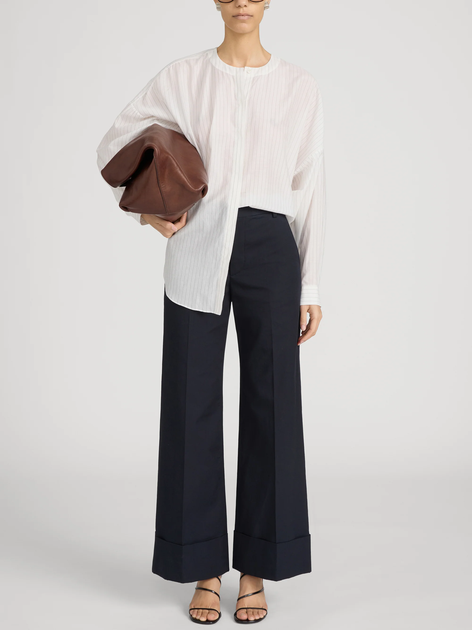 The Cuffed Slim Palazzo Trouser -- Navy - Image 2