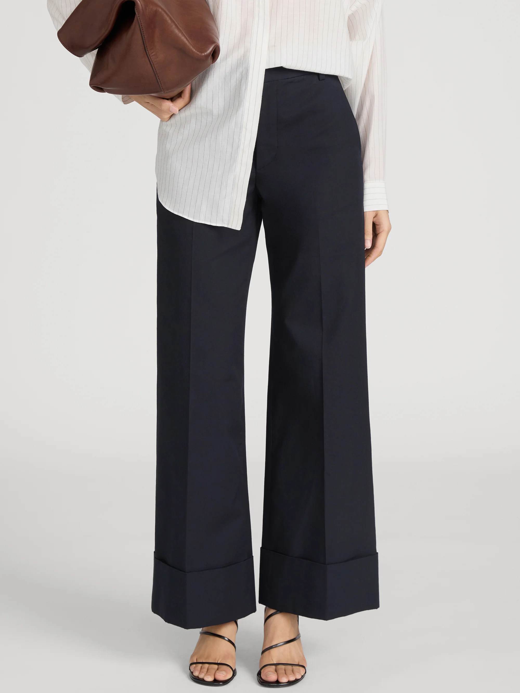 The Cuffed Slim Palazzo Trouser -- Navy - Image 3