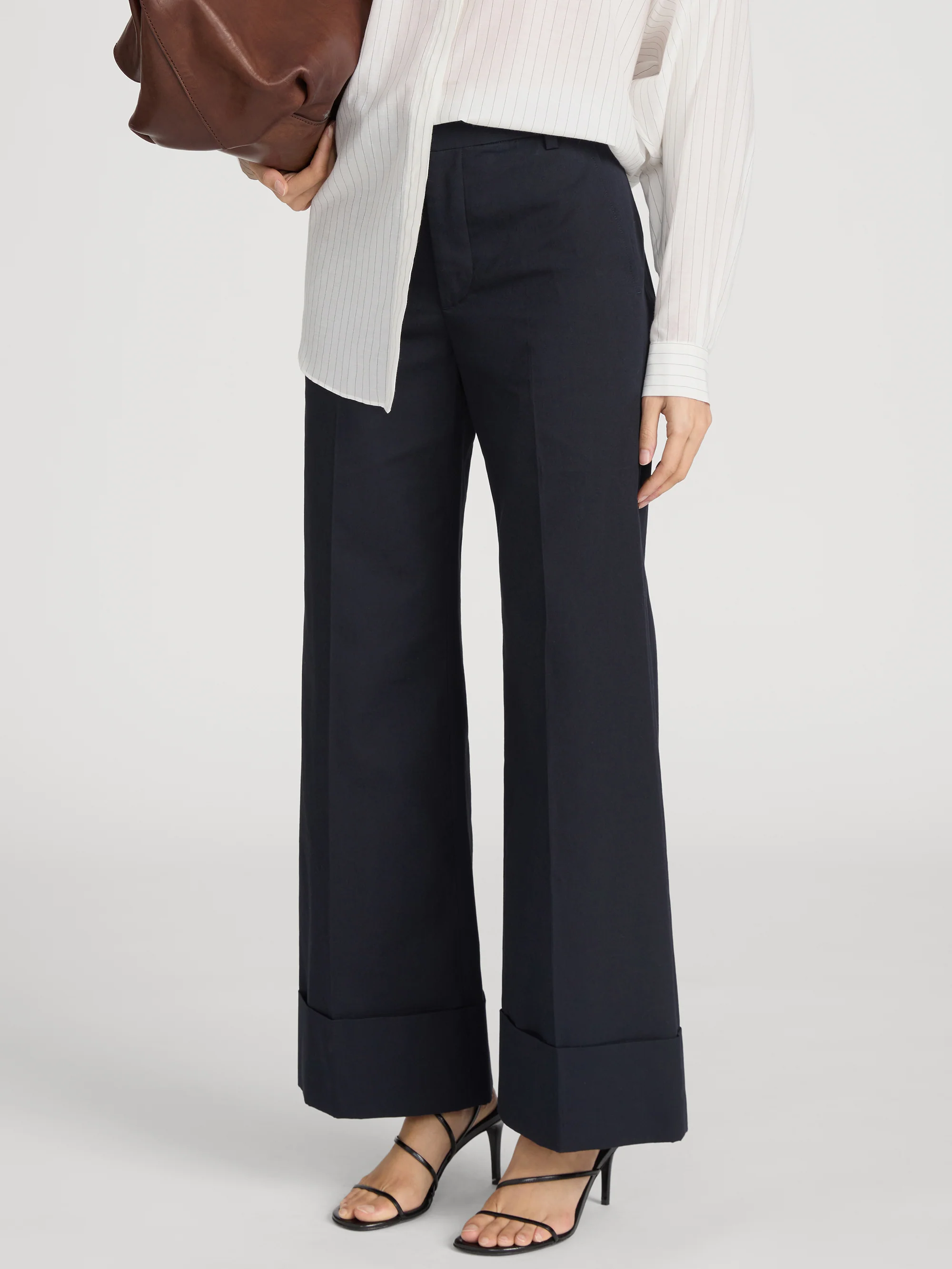 The Cuffed Slim Palazzo Trouser -- Navy - Image 4