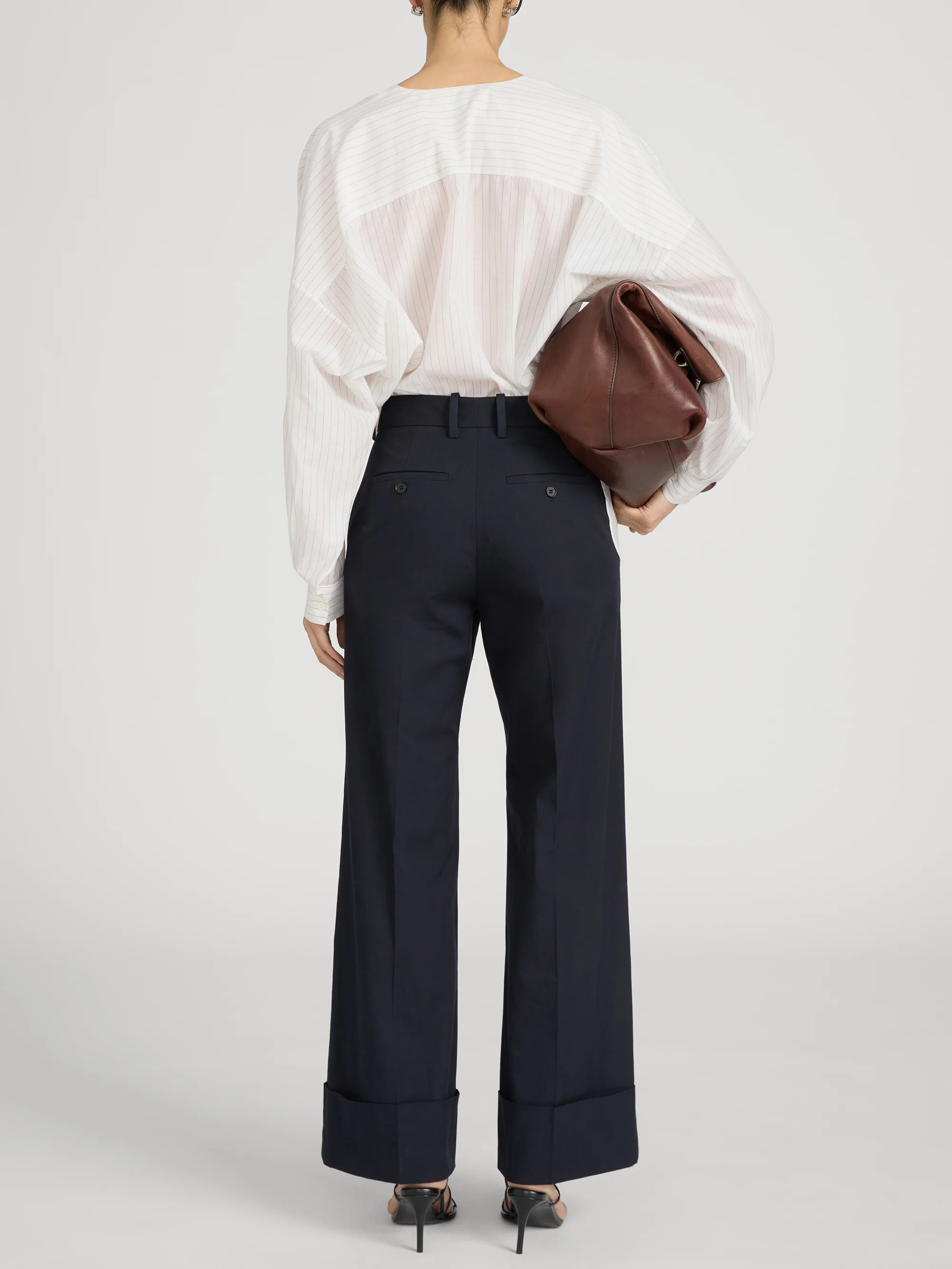 The Cuffed Slim Palazzo Trouser -- Navy - Image 6
