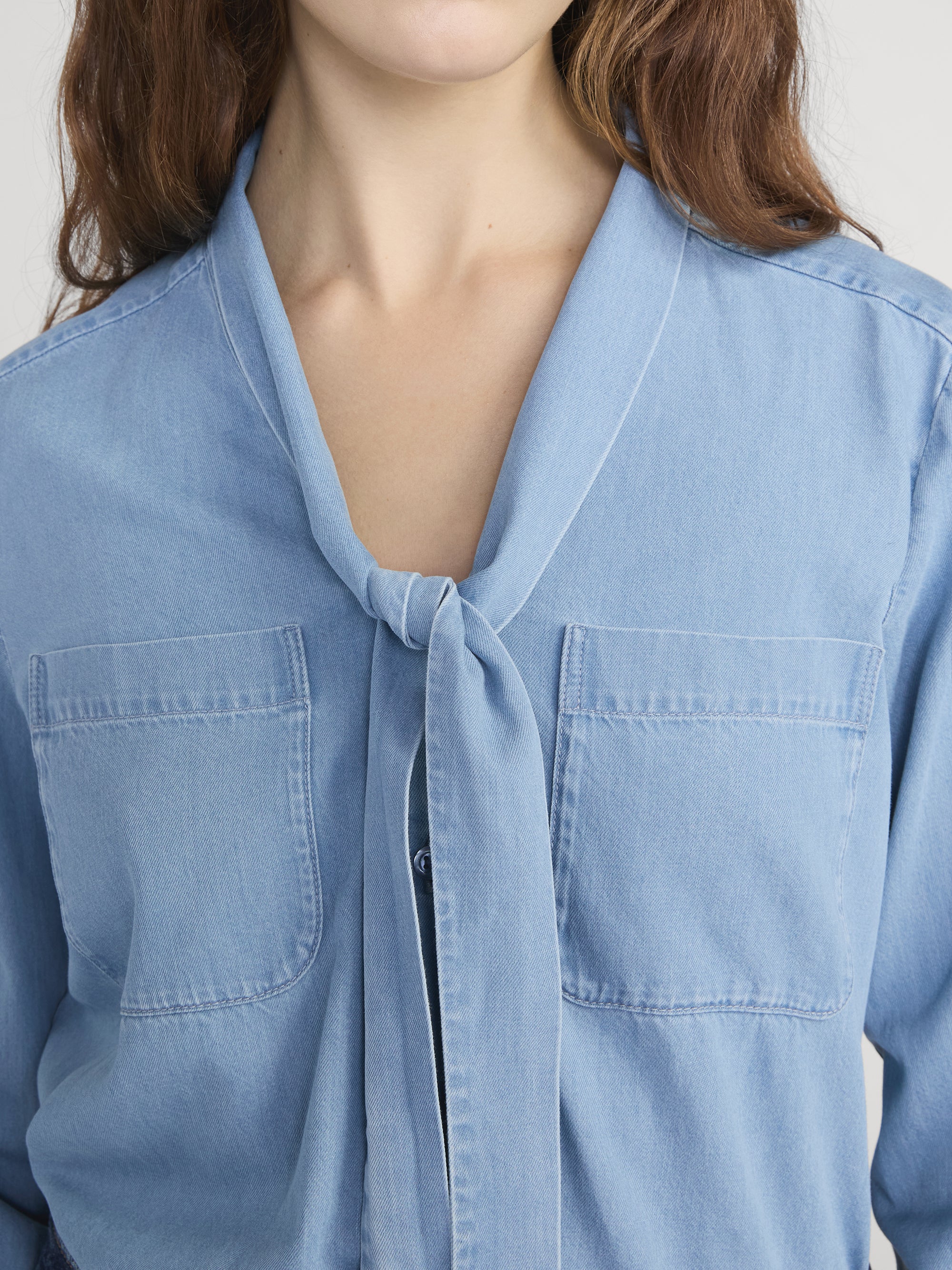 The Denim Modern Tie Blouse -- Frostine - Image 5