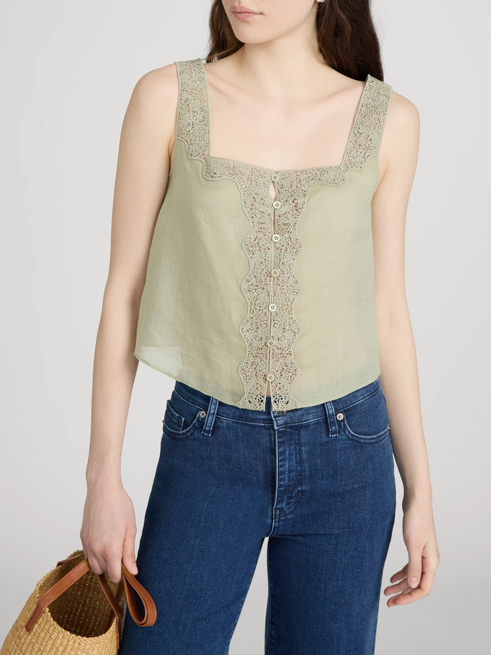 The Embroidered Tank -- Sage - Image 3