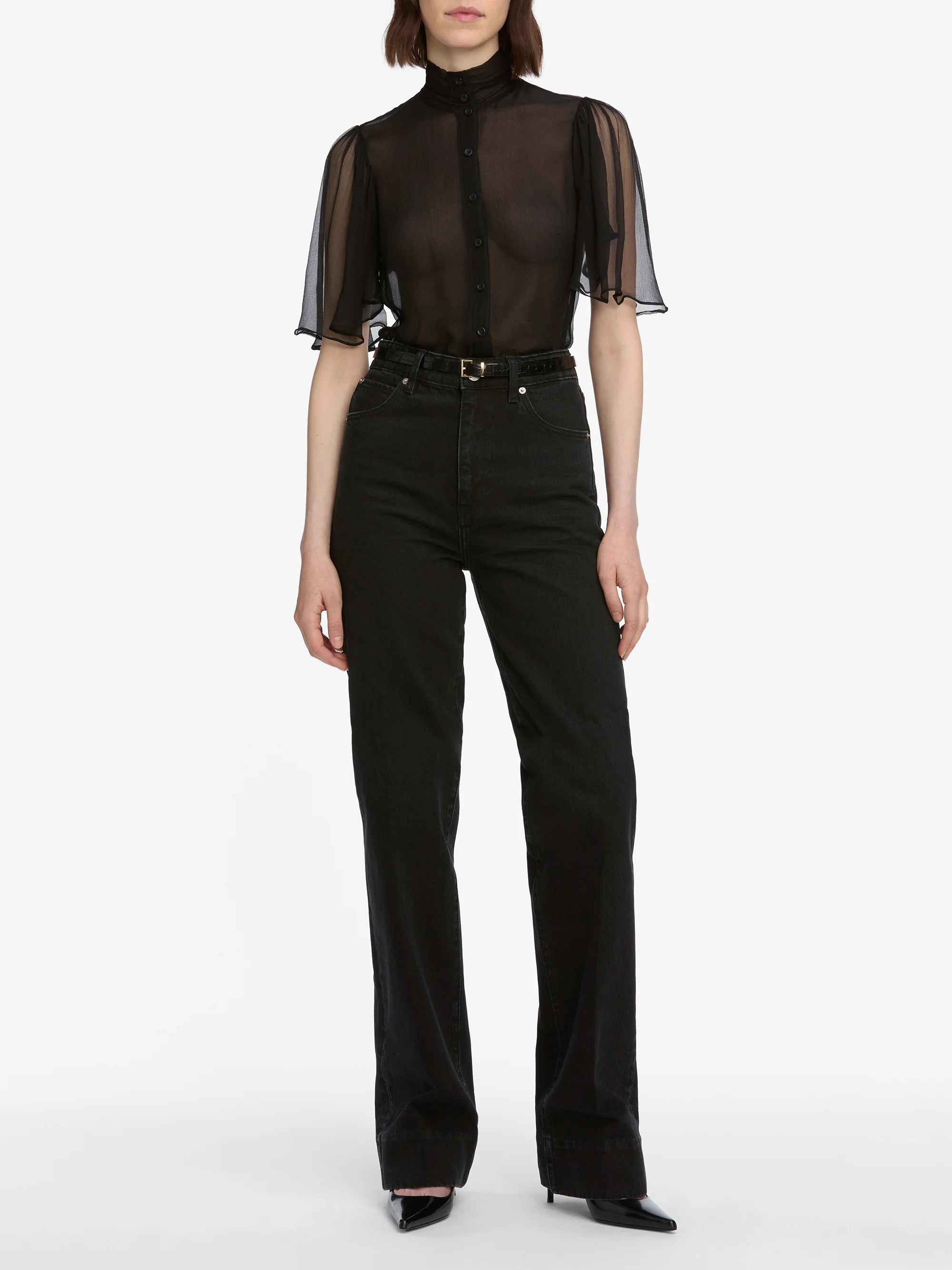 The Flutter Blouse -- Black - Image 2