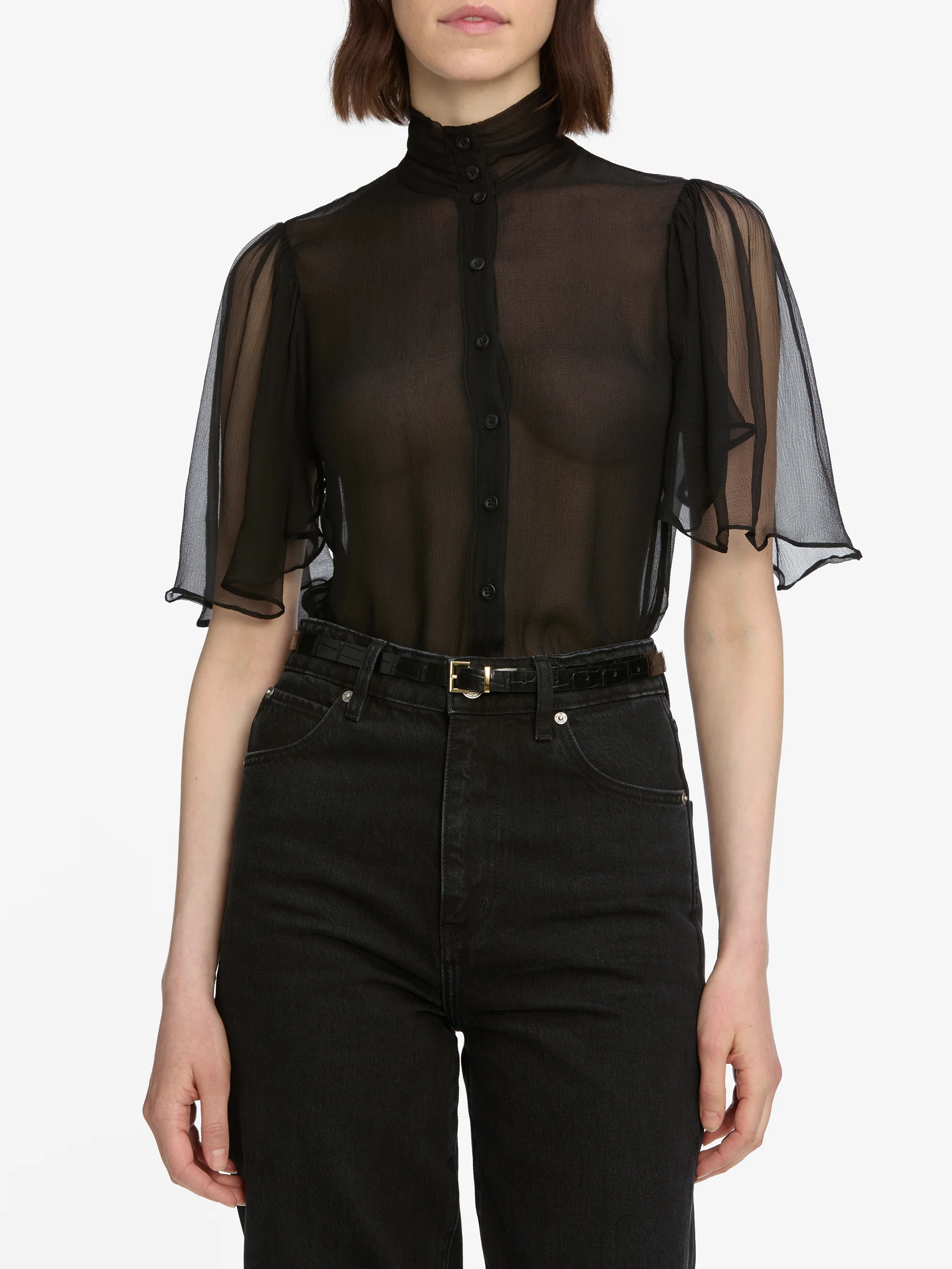 The Flutter Blouse -- Black - Image 3