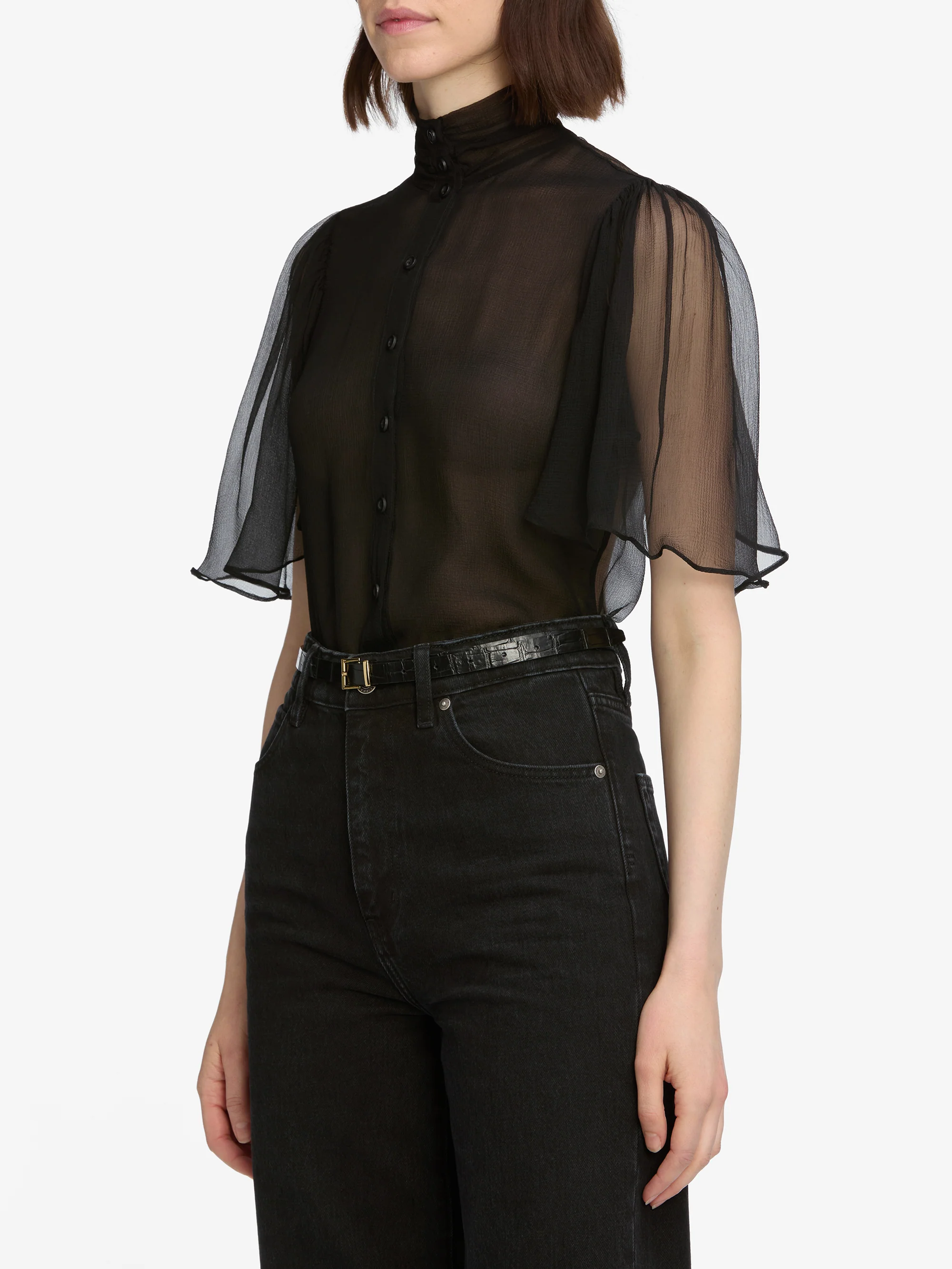 The Flutter Blouse -- Black - Image 5