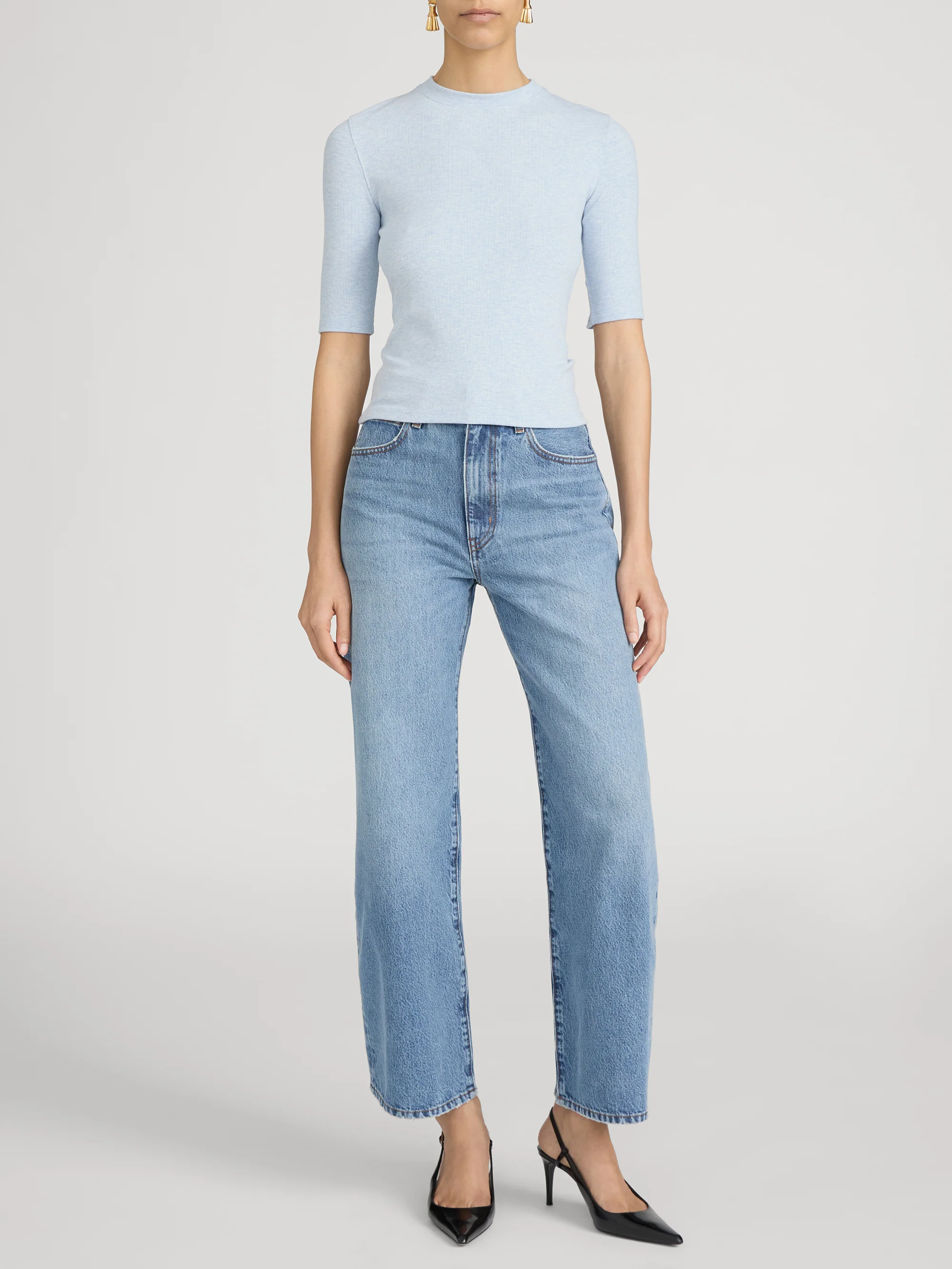 The Heather Rib Crew -- Sky Blue - Image 2