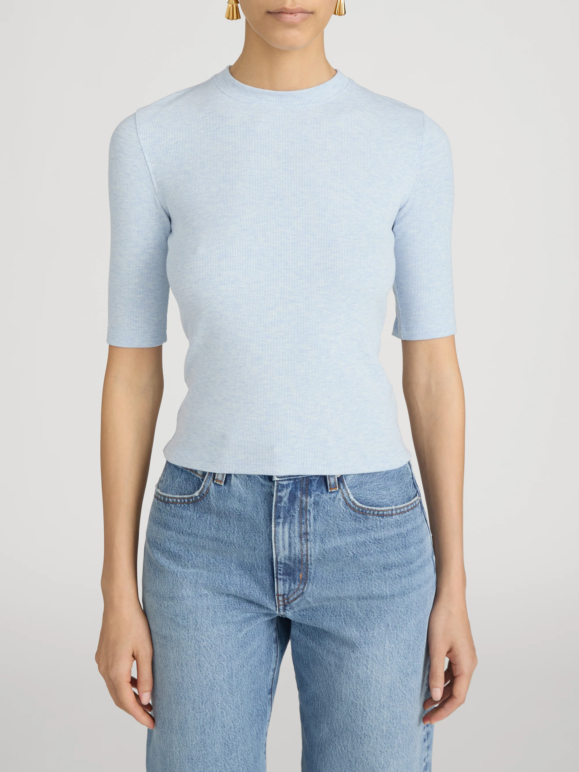 The Heather Rib Crew -- Sky Blue - Image 3