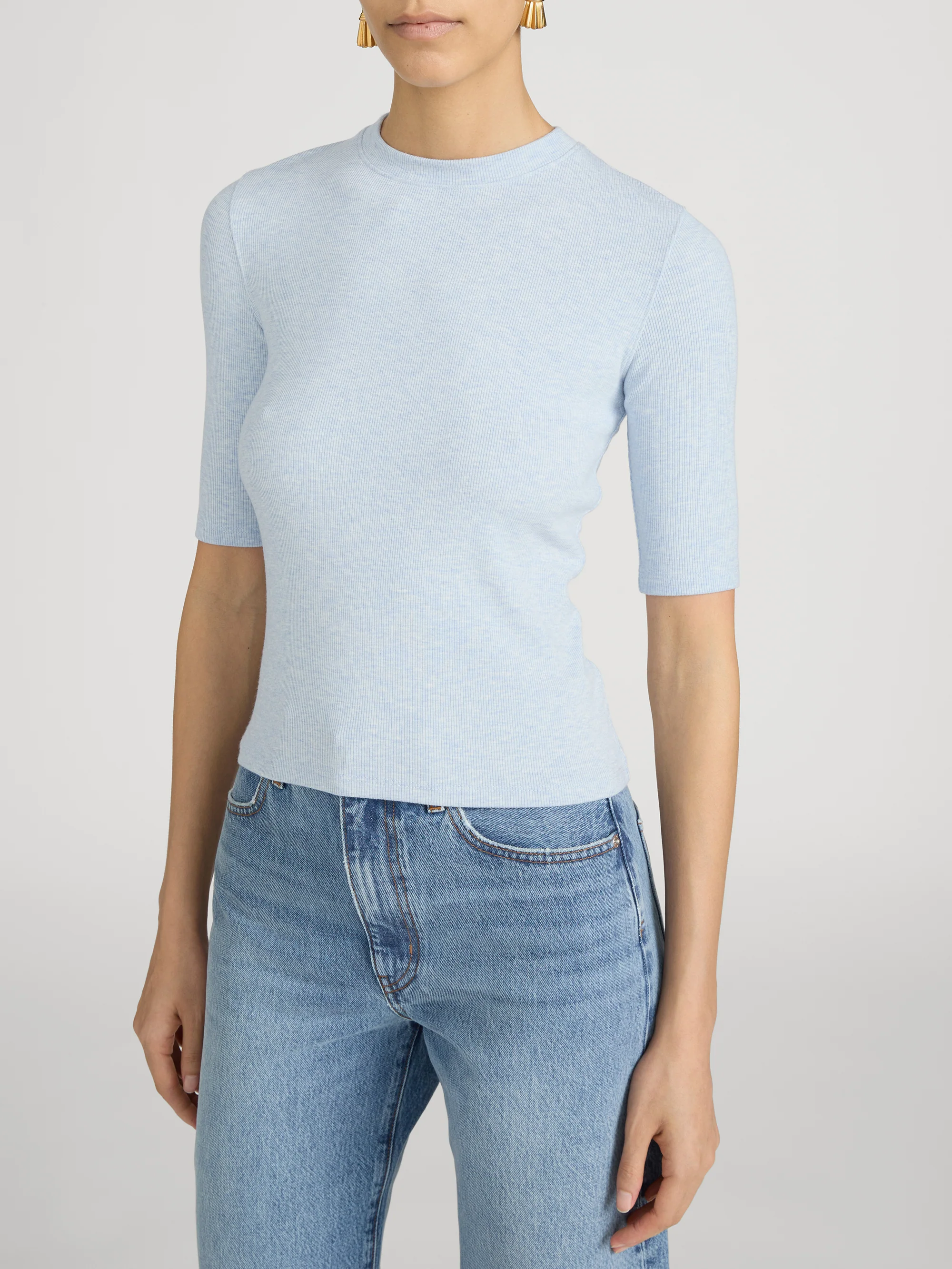 The Heather Rib Crew -- Sky Blue - Image 4
