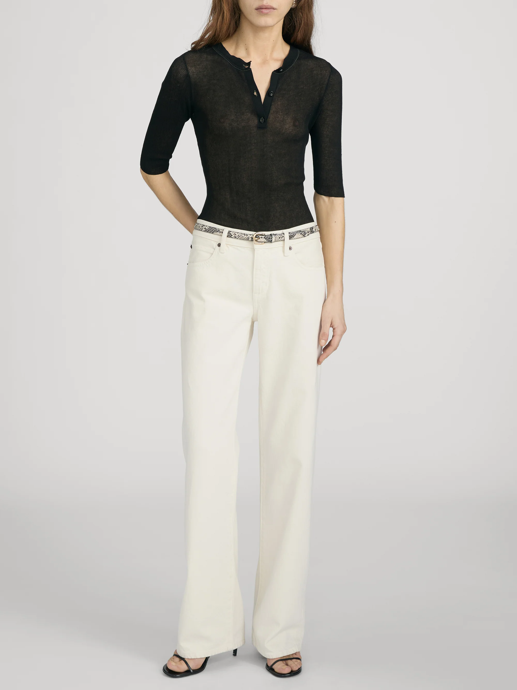 The Henley Rib Tee -- Black - Image 2