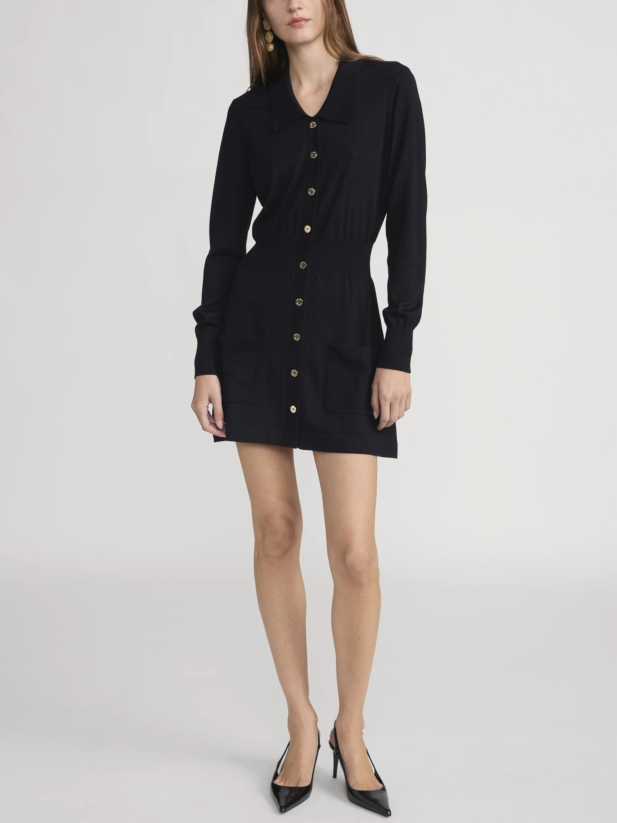 The Knit Polo Dress -- Navy - Image 2