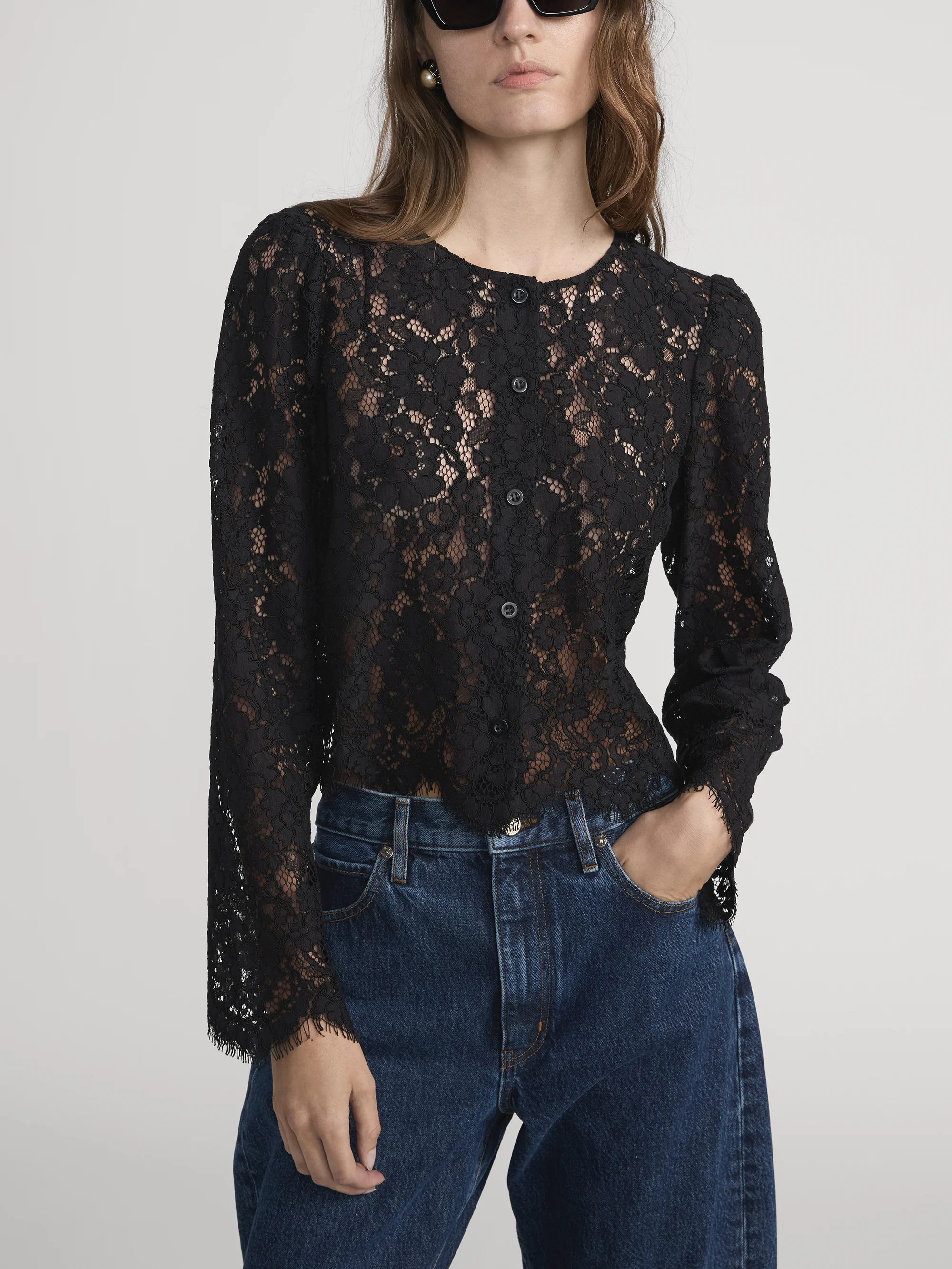 The Lace Blouse -- Black - Image 3