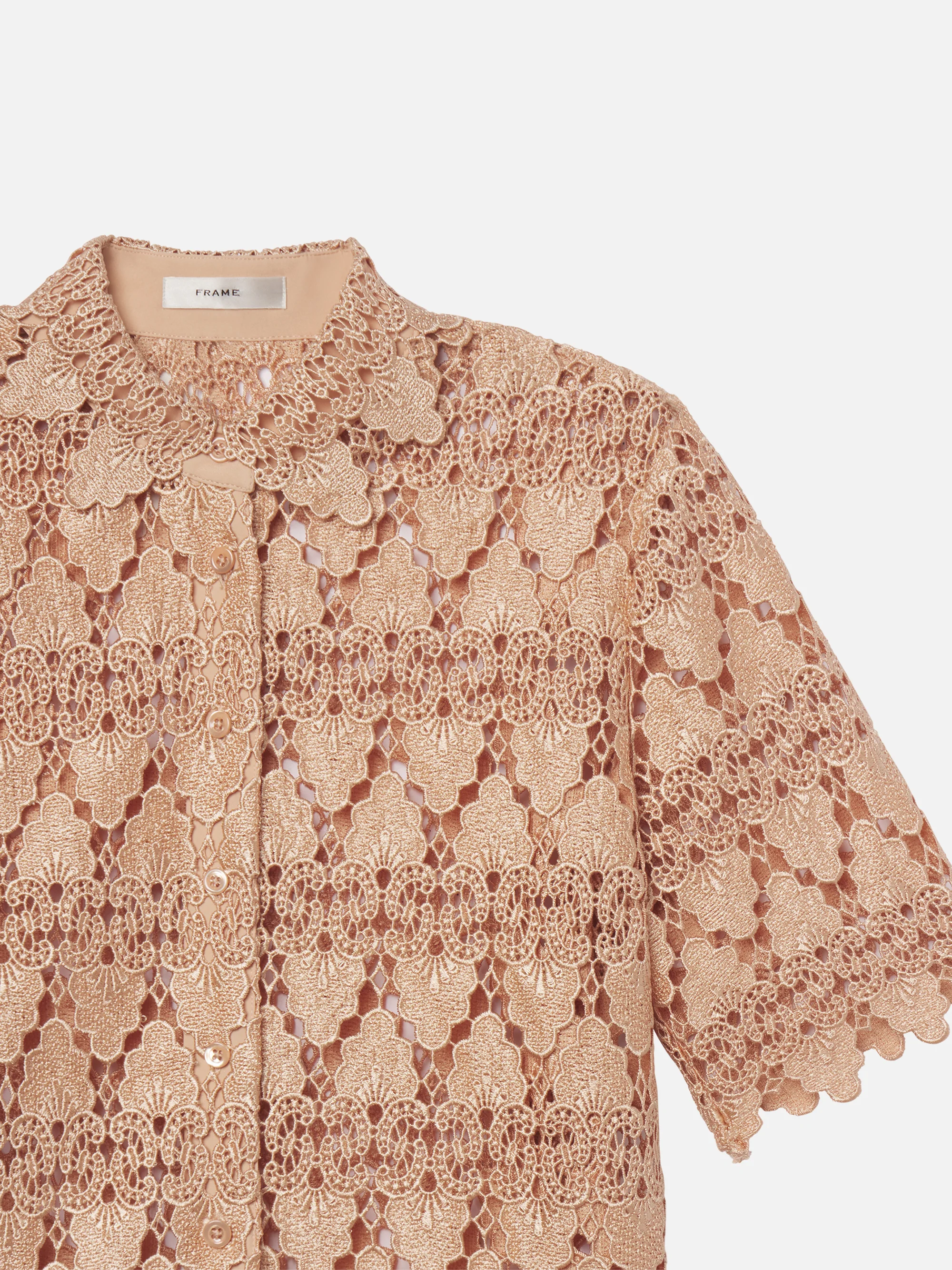 The Lace Button Up Shirt -- Blush - Image 2