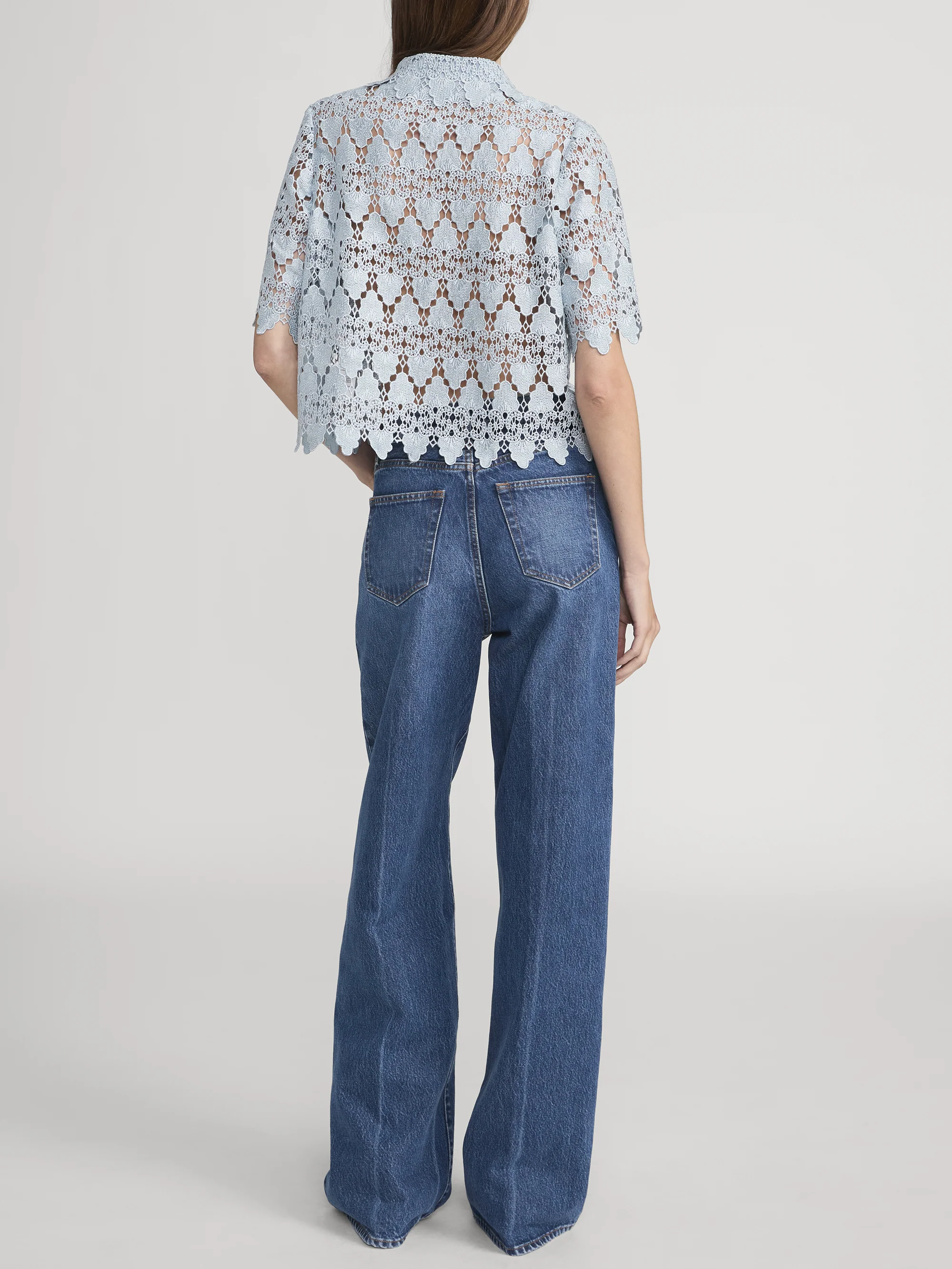 The Lace Button Up Shirt -- Sky Blue - Image 6