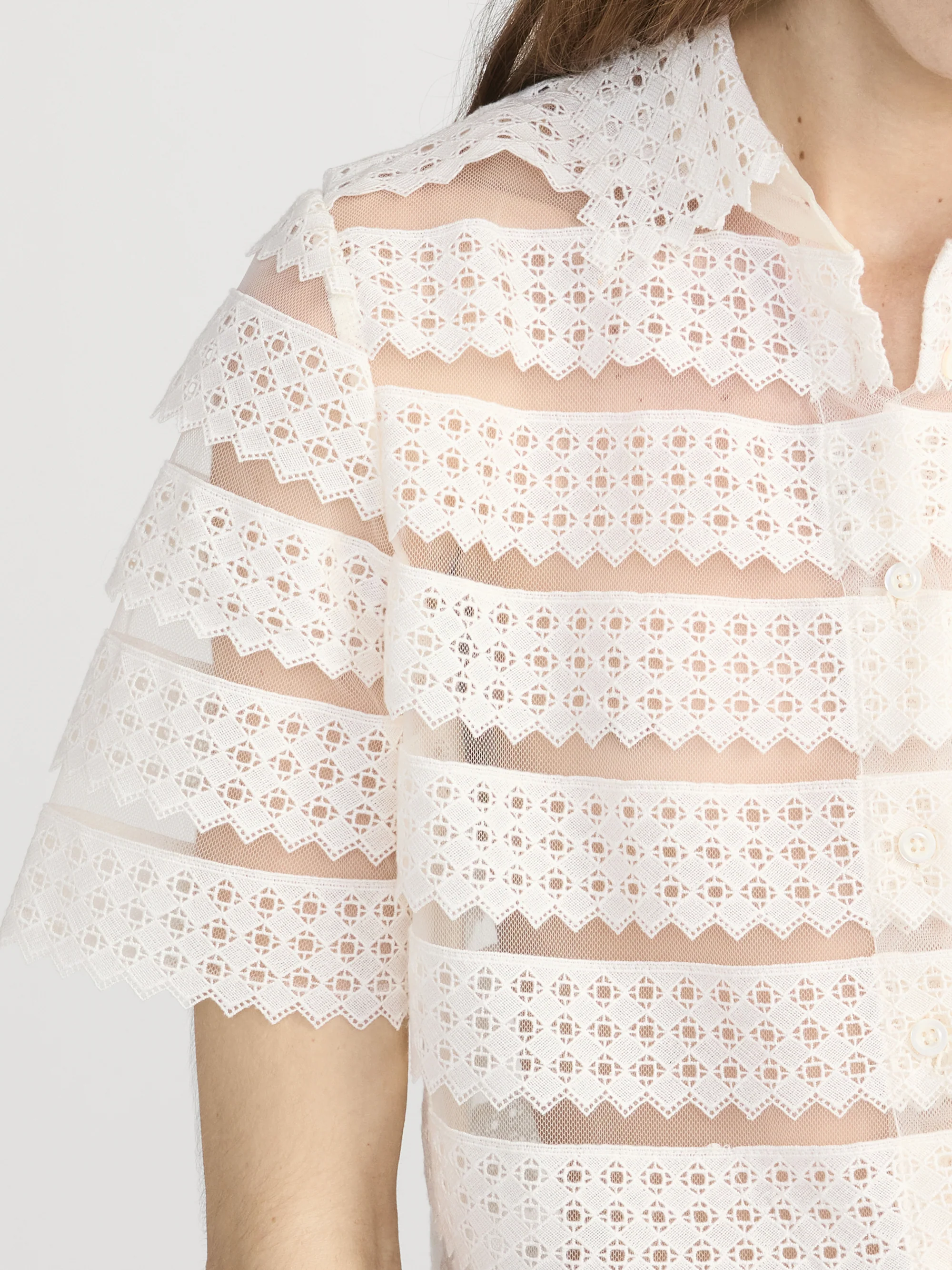The Lattice Crochet Blouse -- Cream - Image 5