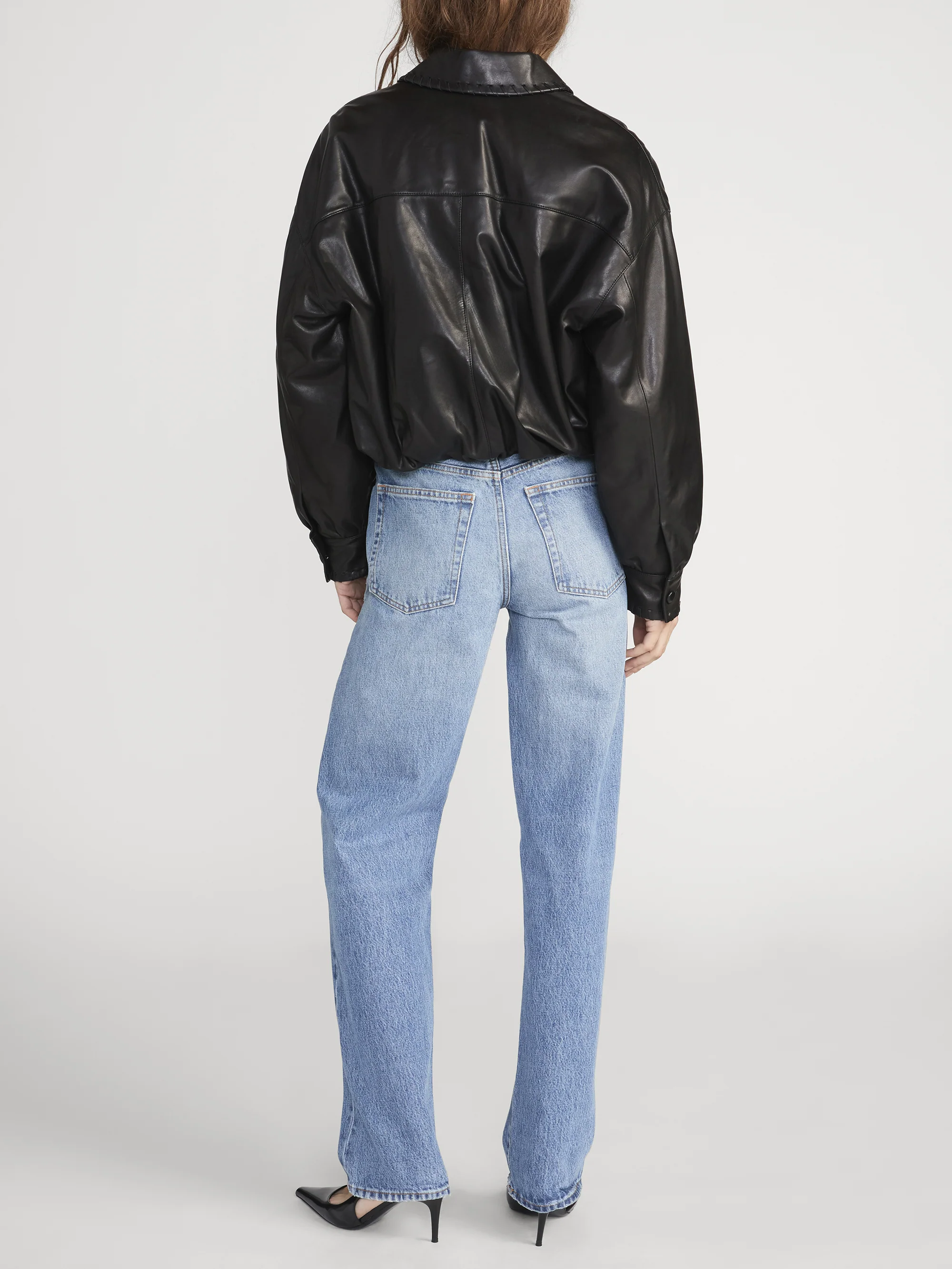 The Leather Bubble Jacket -- Black - Image 6