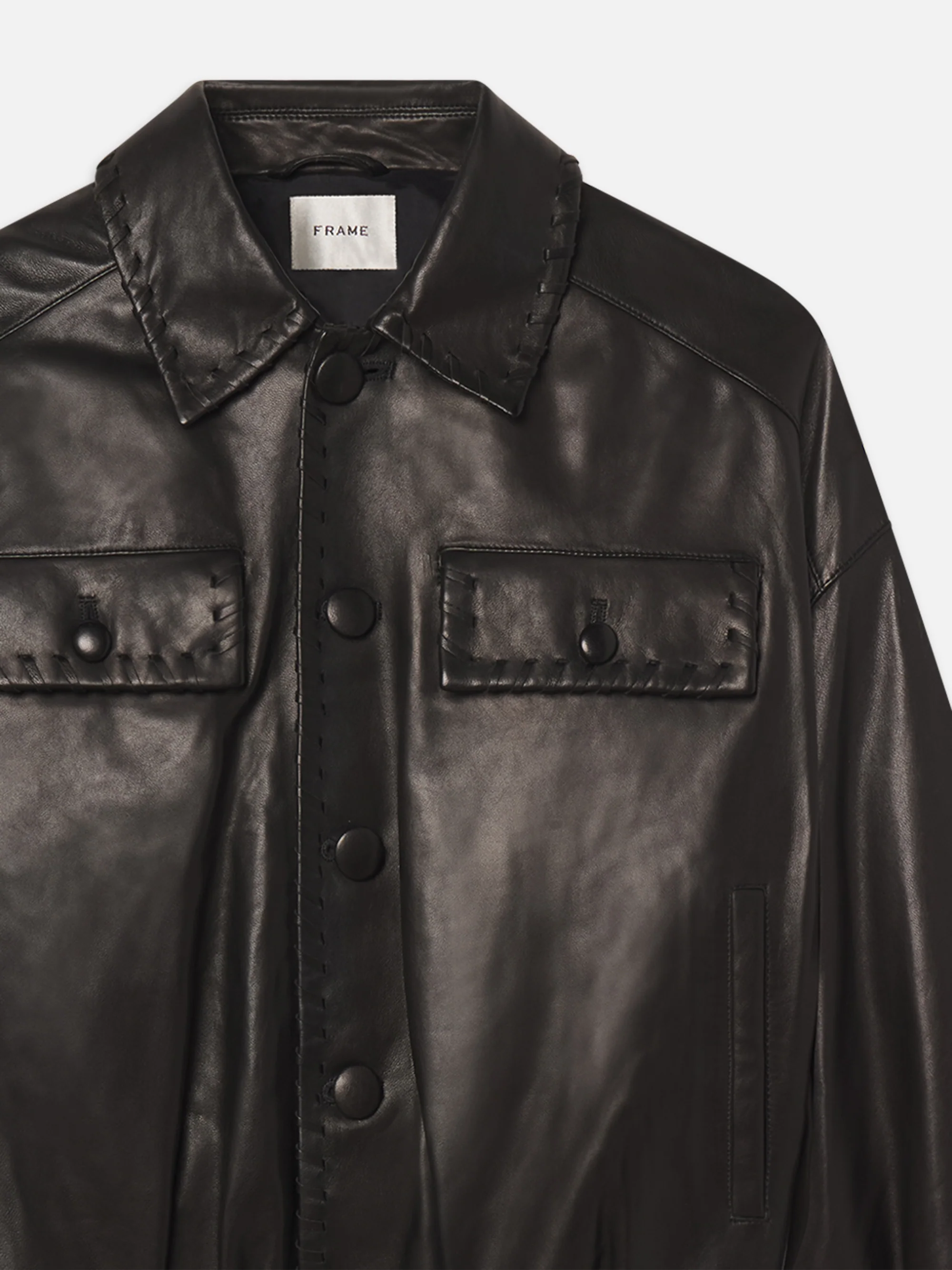 The Leather Bubble Jacket -- Black - Image 7