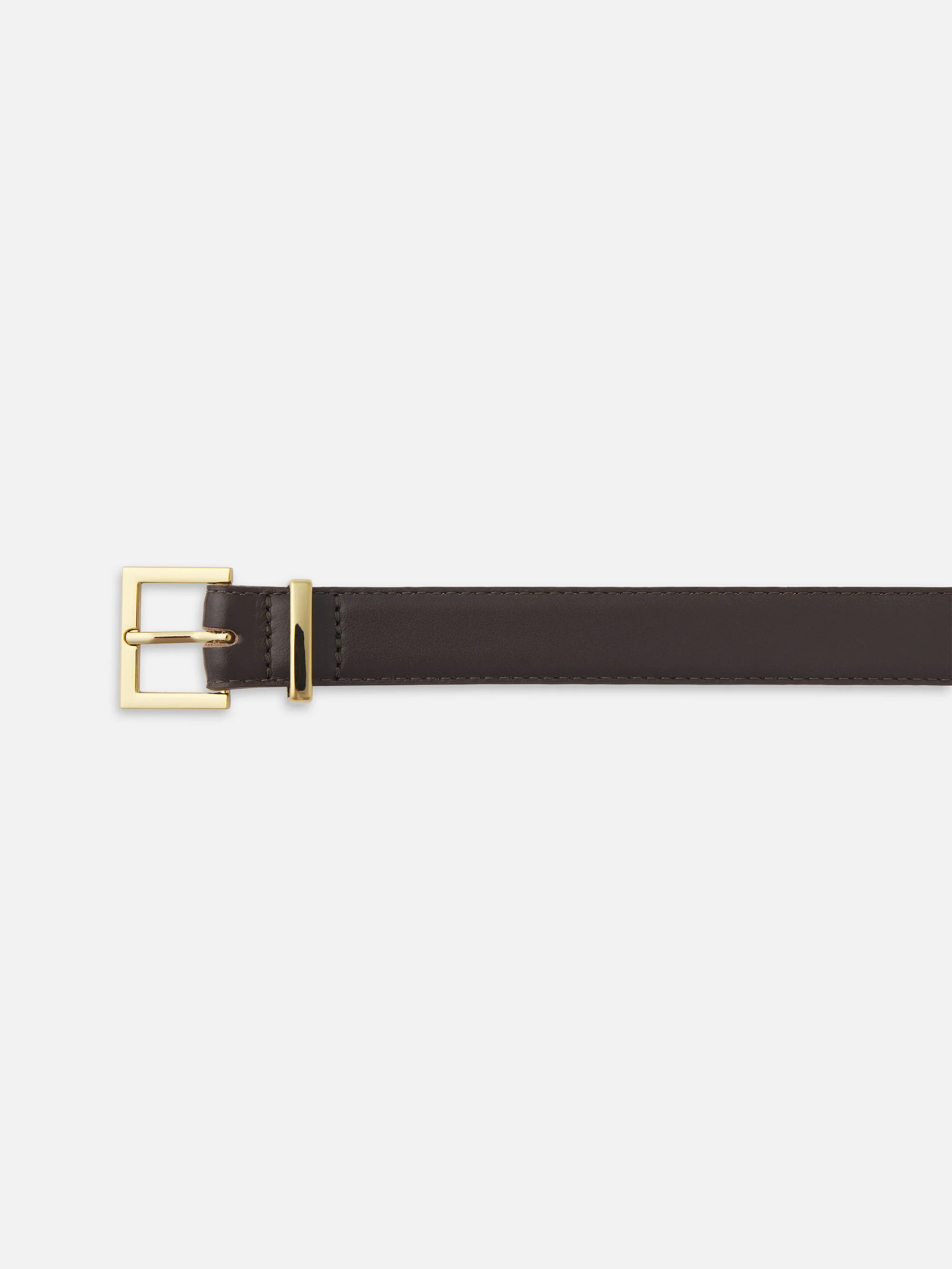 The Leather Square Buckle Belt -- Dark Brown - Image 3