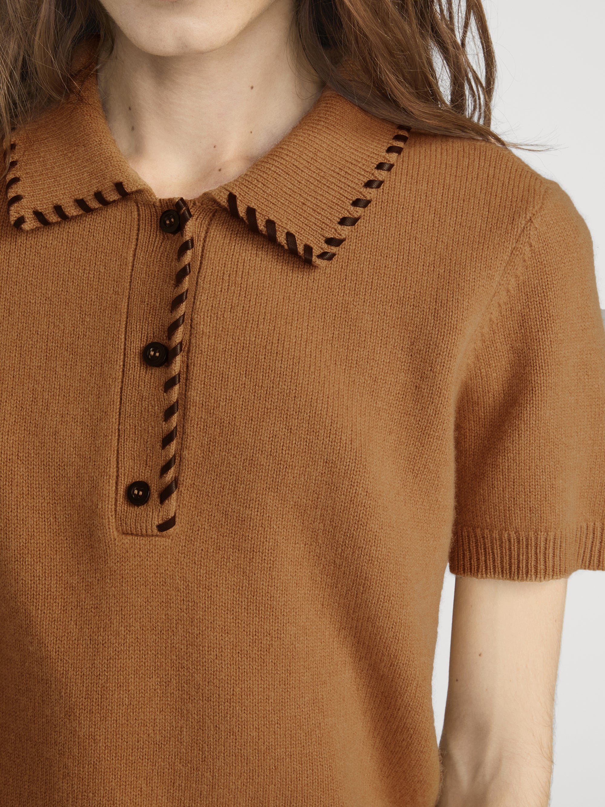 The Leather Stitch Polo -- Camel - Image 5