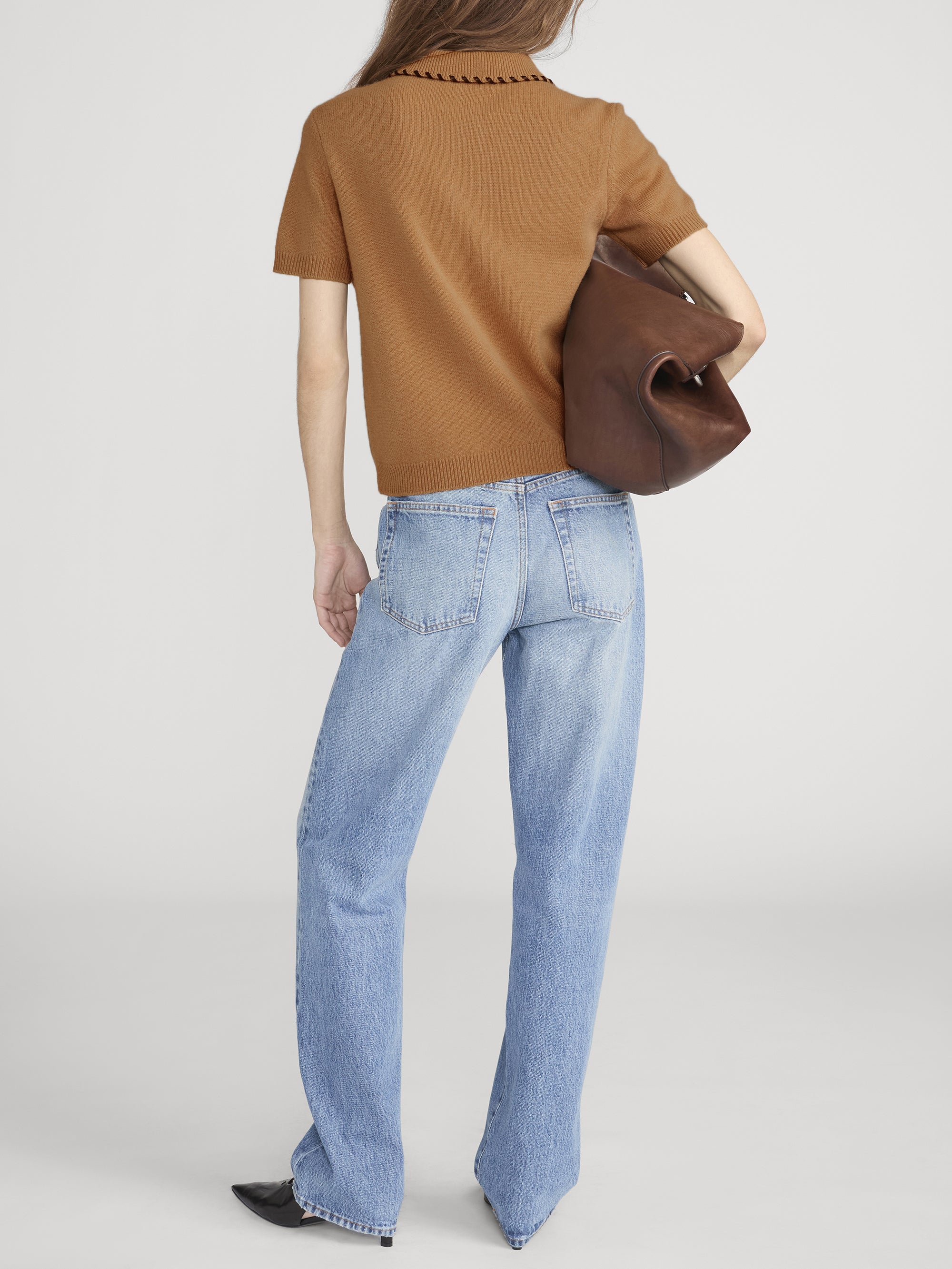 The Leather Stitch Polo -- Camel - Image 6