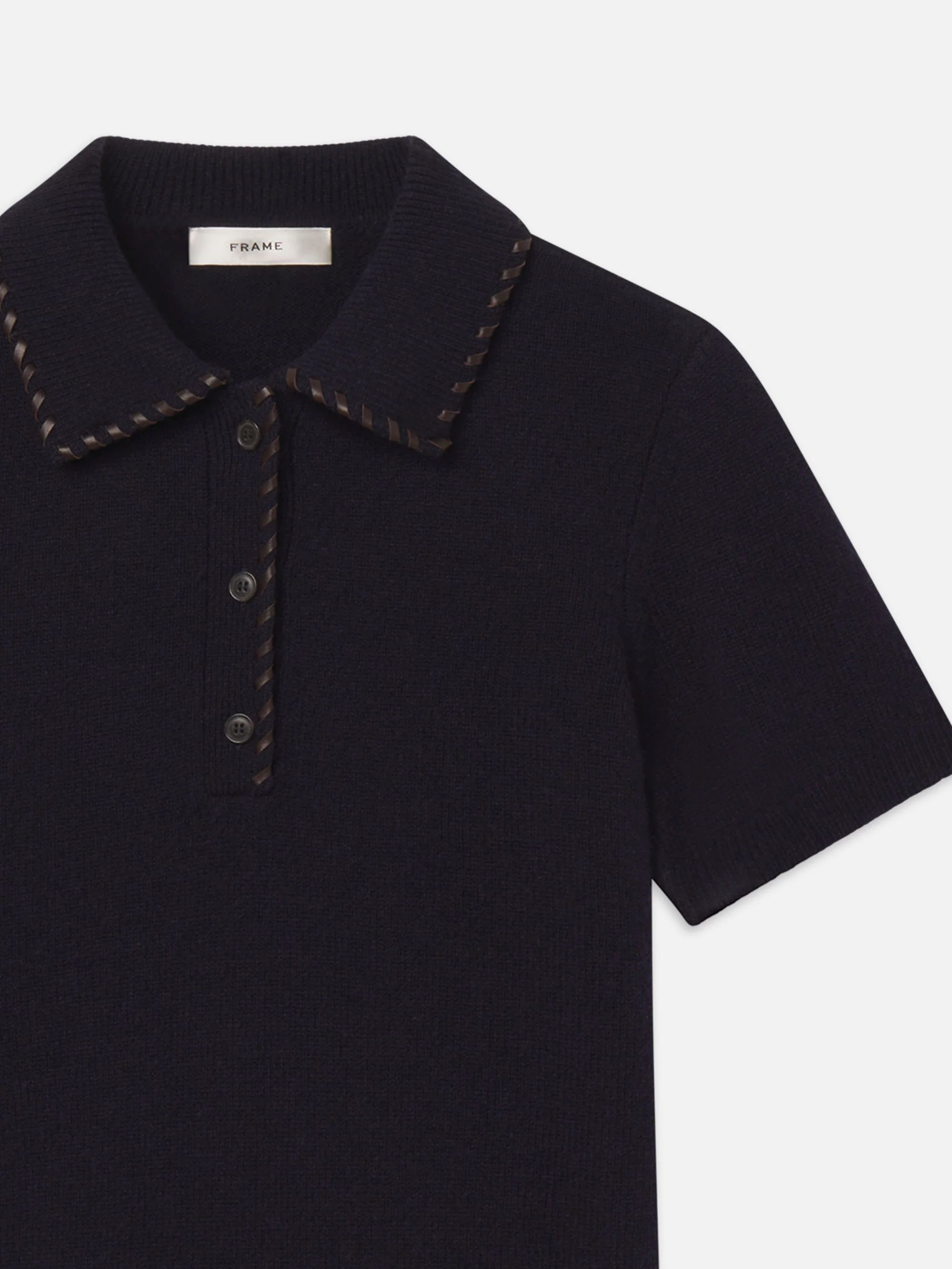 The Leather Stitch Polo -- Navy - Image 2