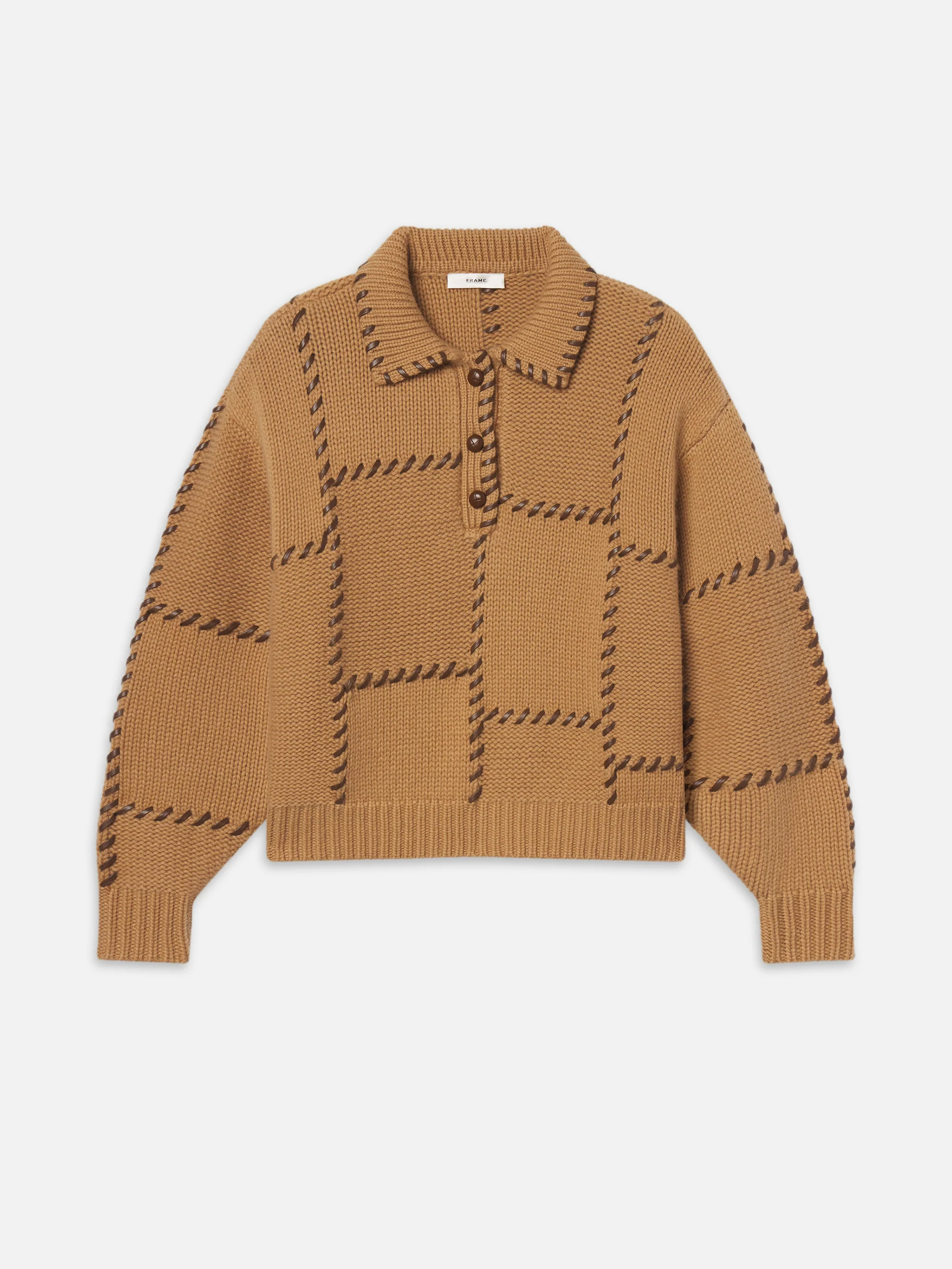 The Leather Stitch Sweater -- Camel