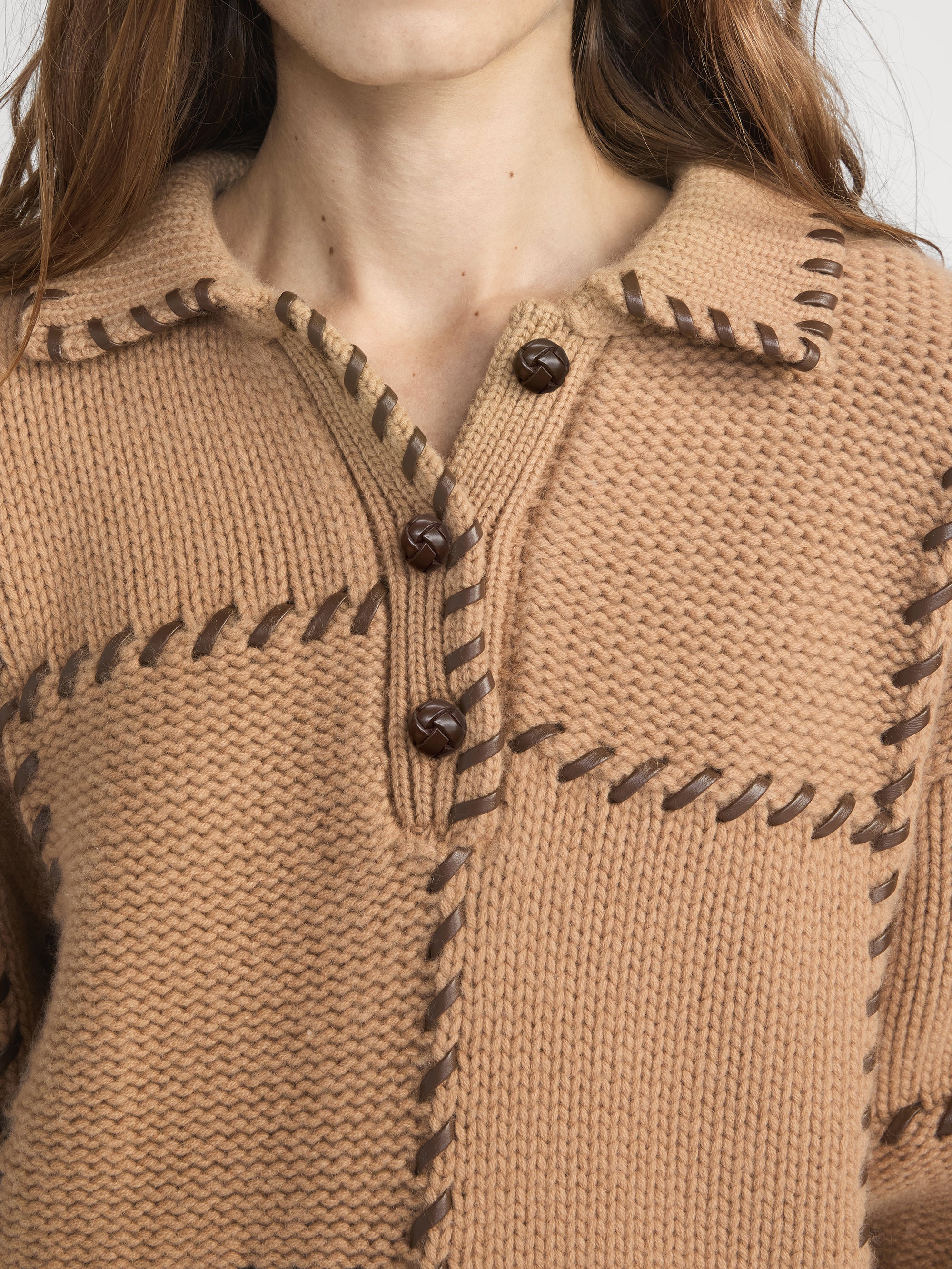 The Leather Stitch Sweater -- Camel - Image 5