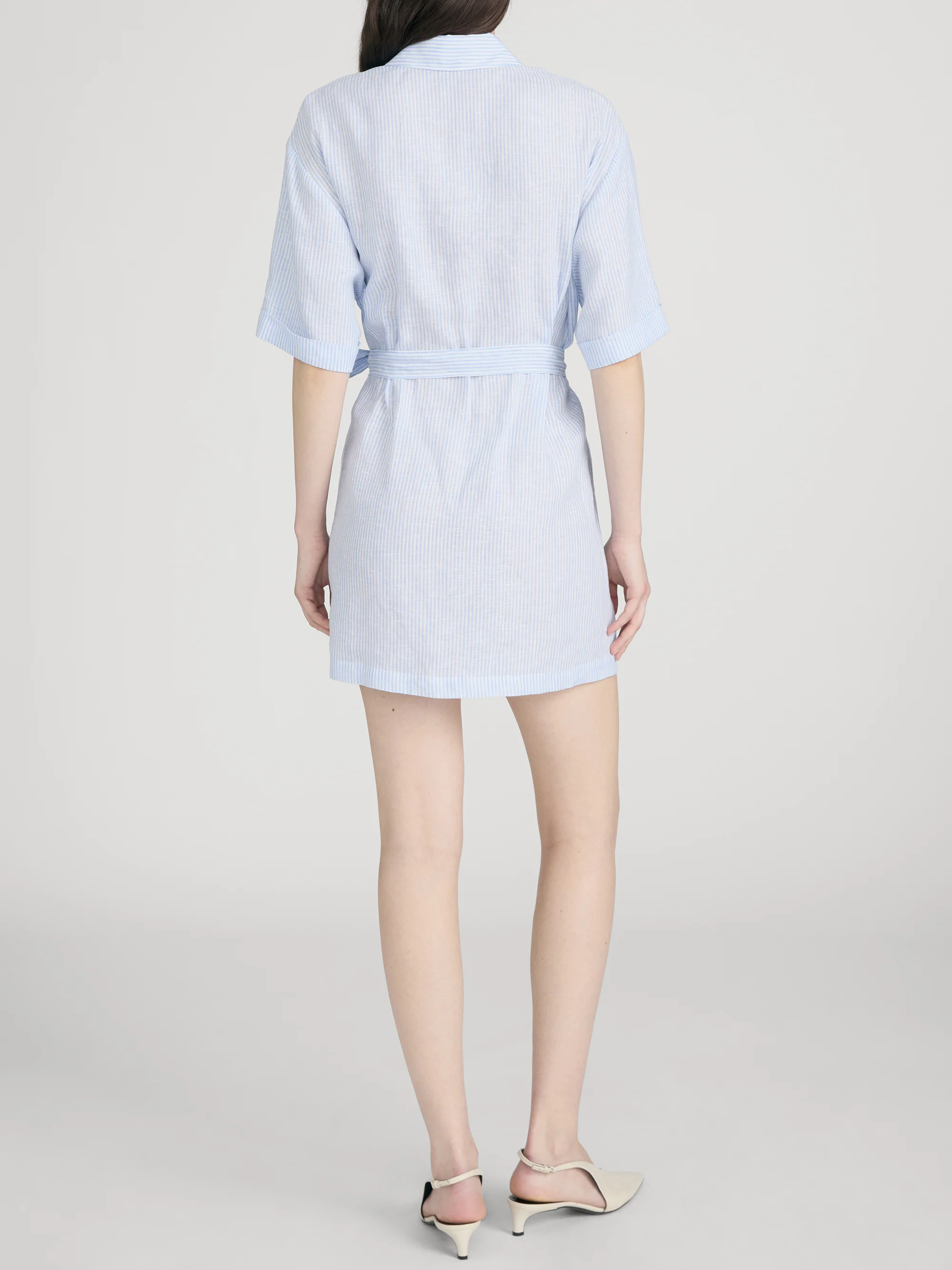 The Linen Belted Dress Chambray -- Blue Multi - Image 5