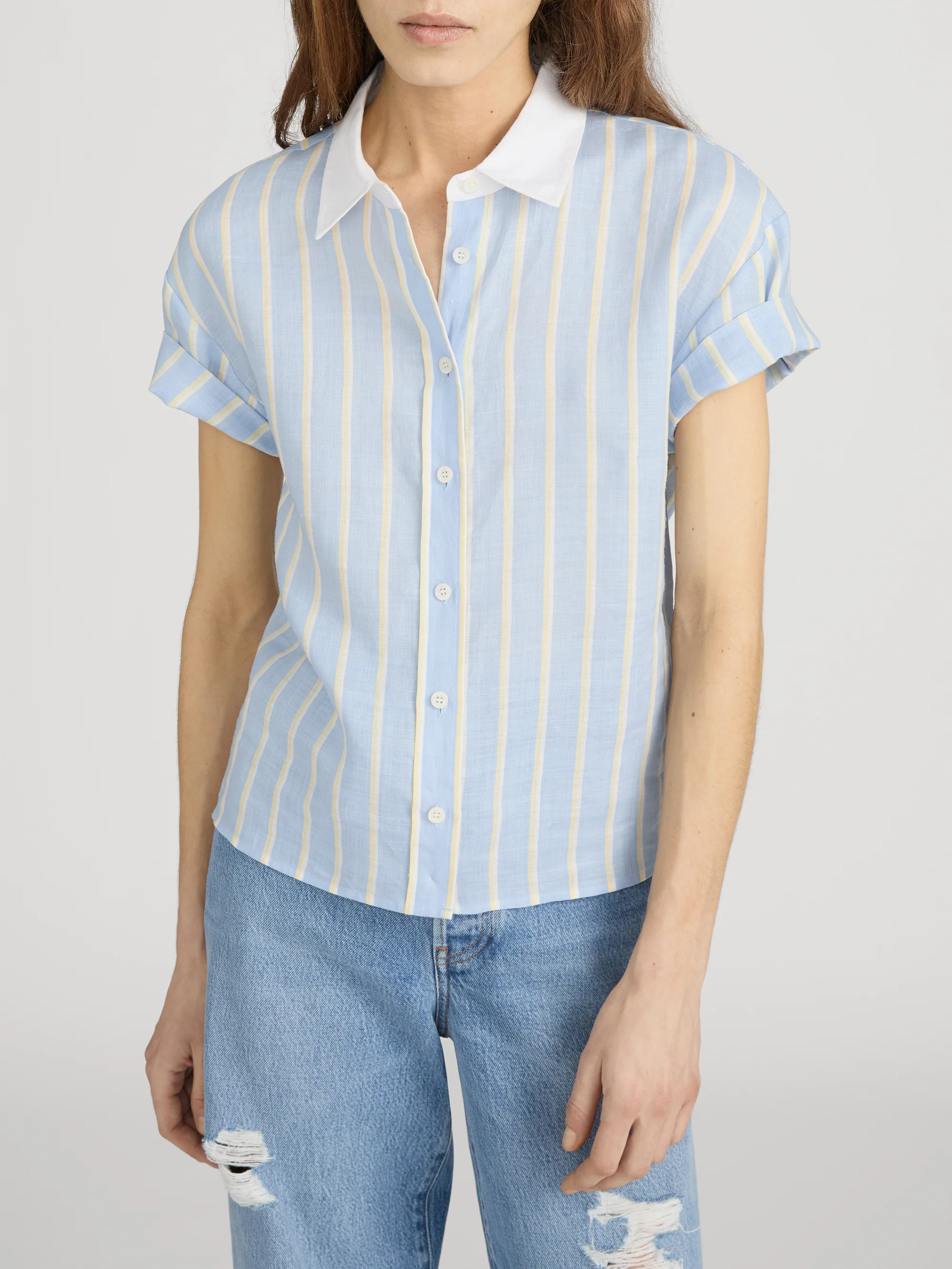 The Linen Boardwalk Shirt -- Chambray Blue Multi - Image 3