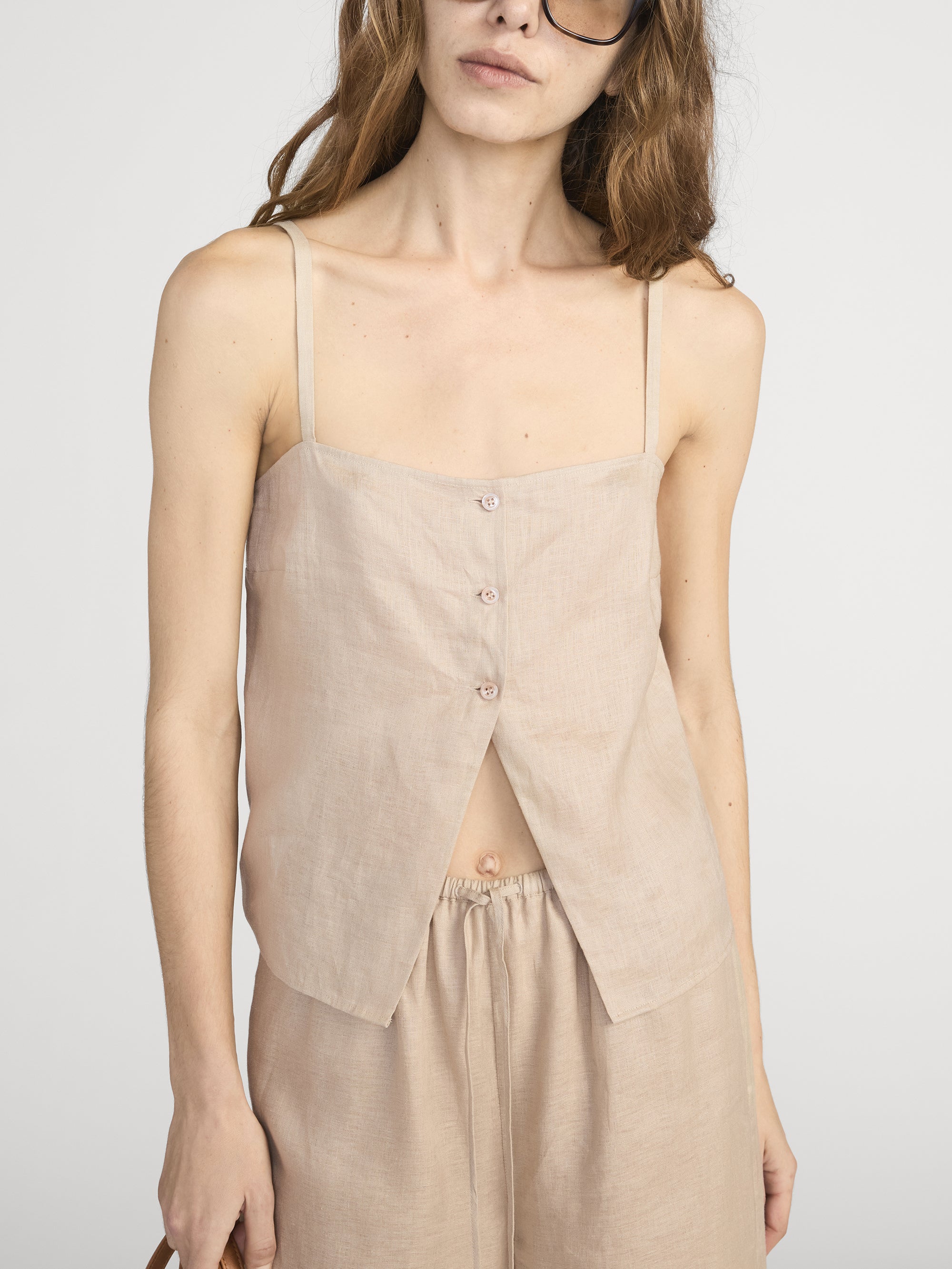 The Linen Button Cami -- Flax - Image 3