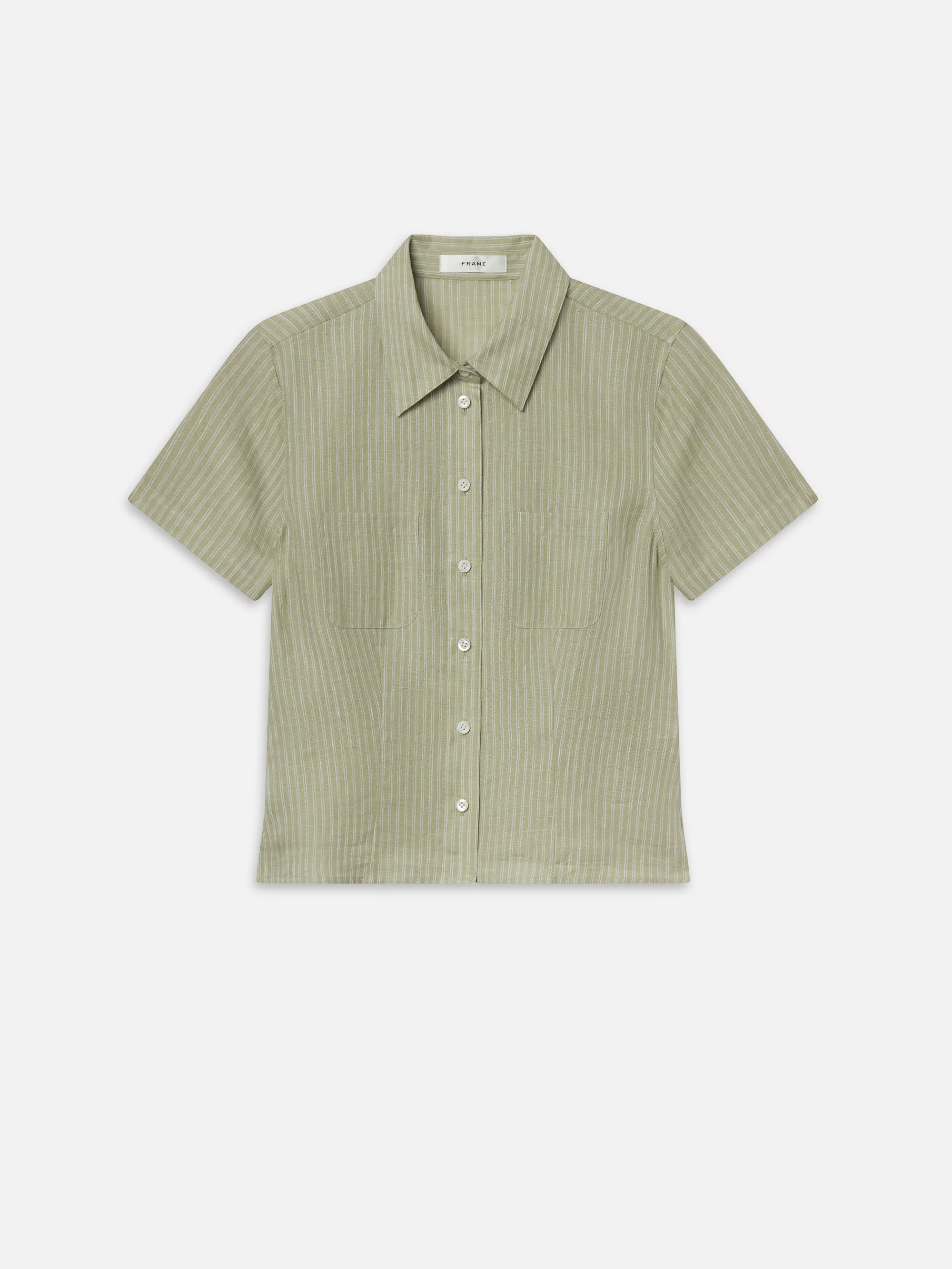 The Linen Seaside Shirt -- Sage Multi
