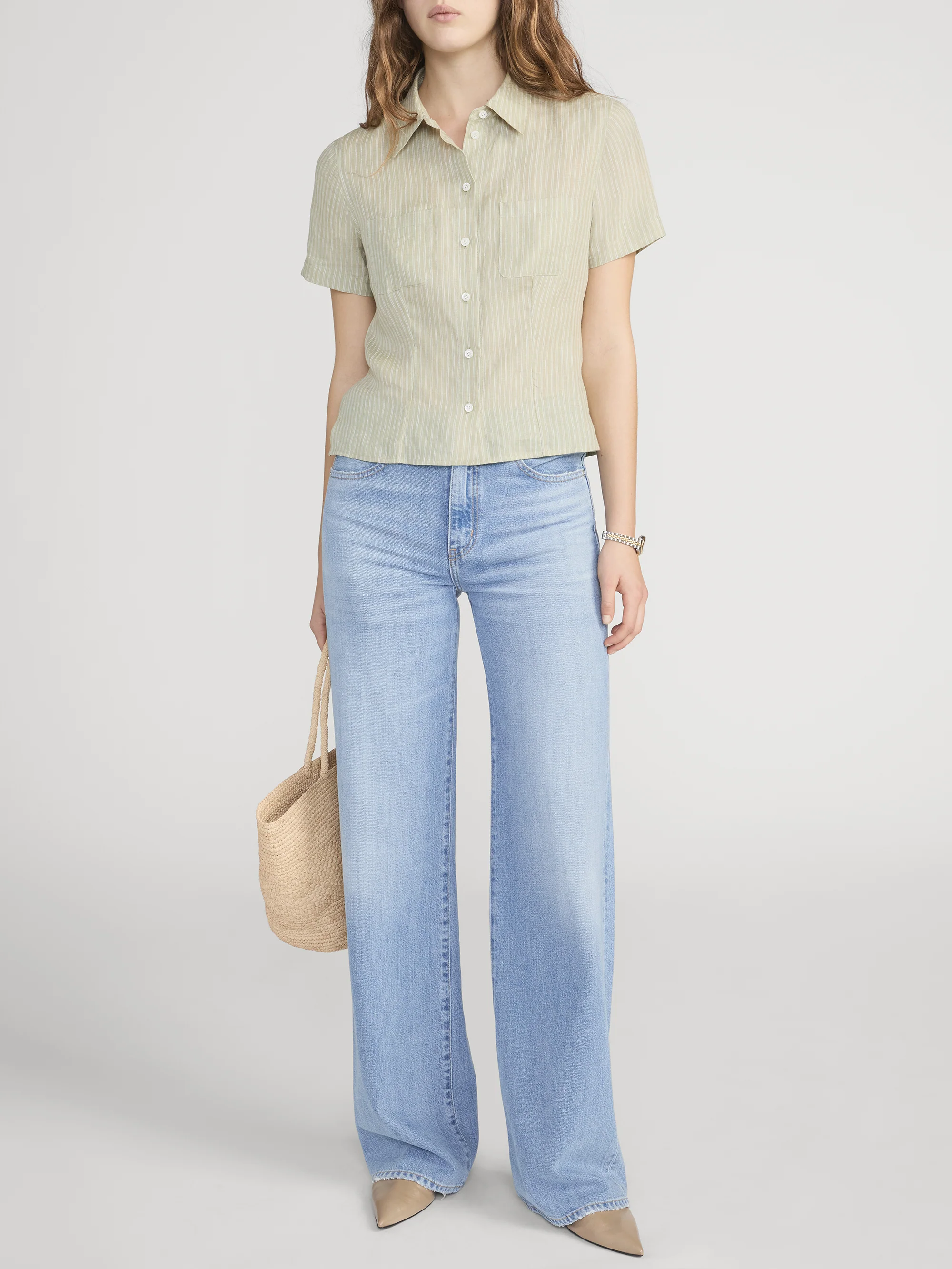 The Linen Seaside Shirt -- Sage Multi - Image 2