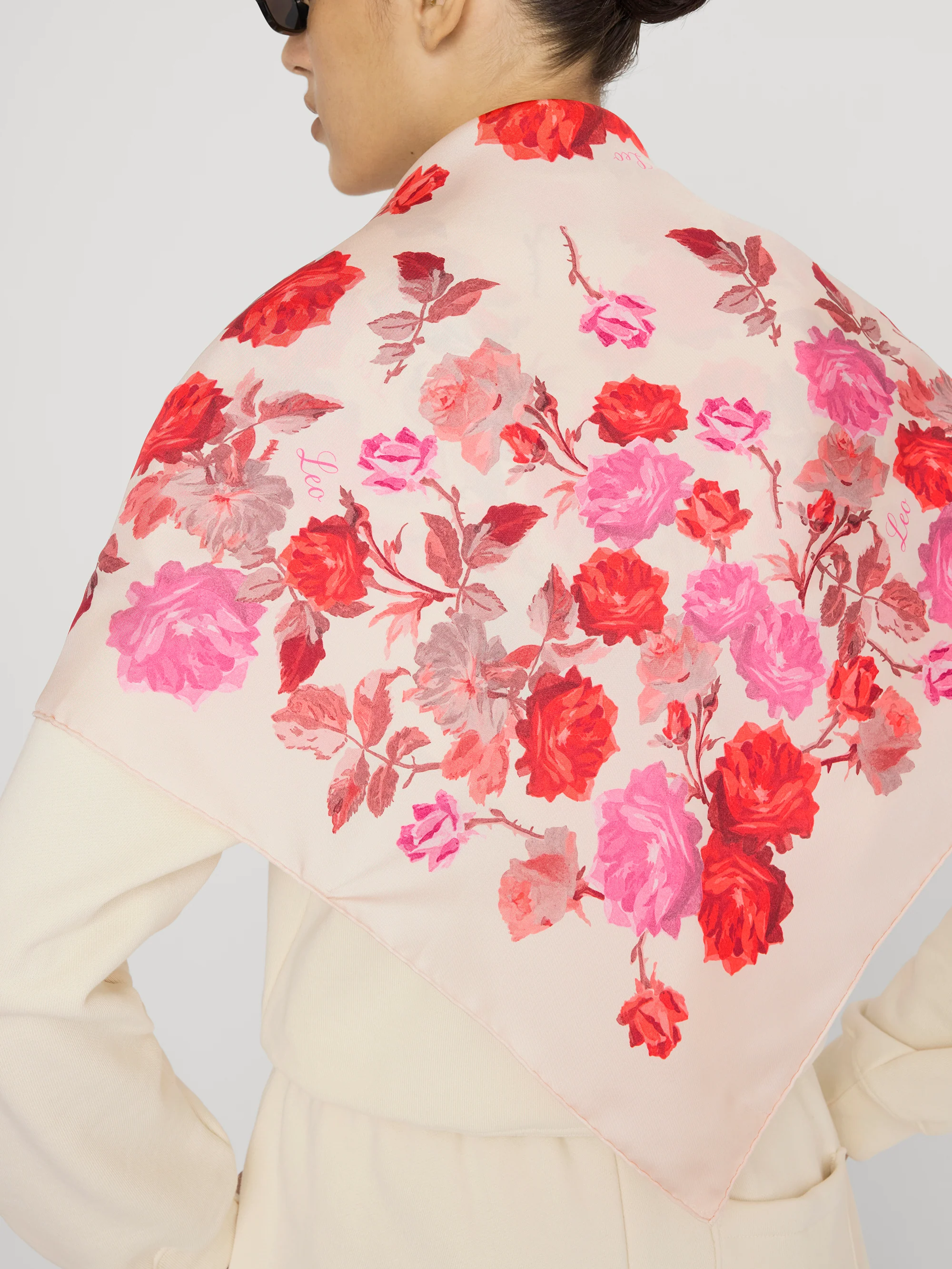 The Lucky Silk Scarf -- Light Pink Multi - Image 3