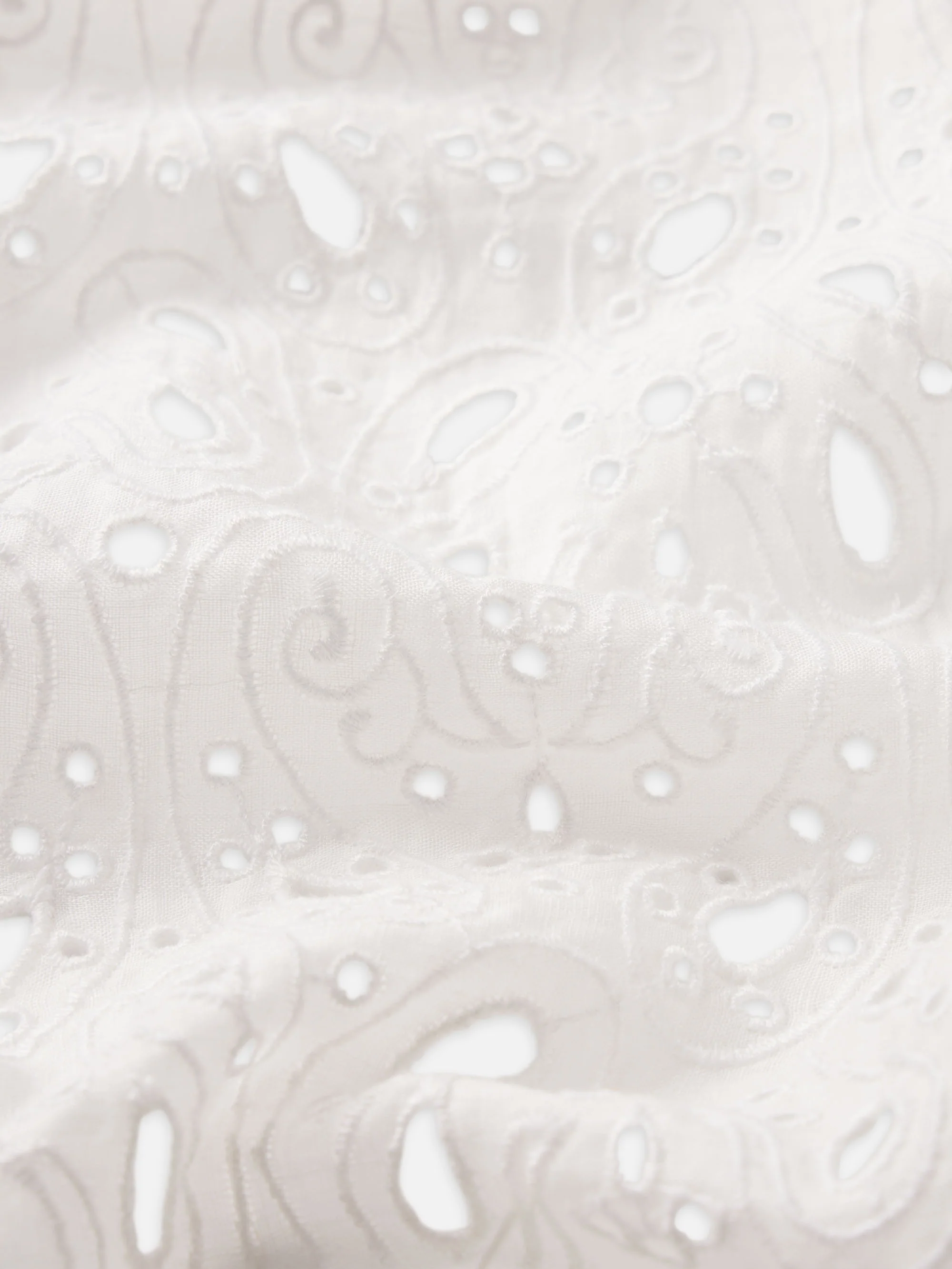 The Paisley Eyelet Cinch Sleeve Shirt -- White - Image 7
