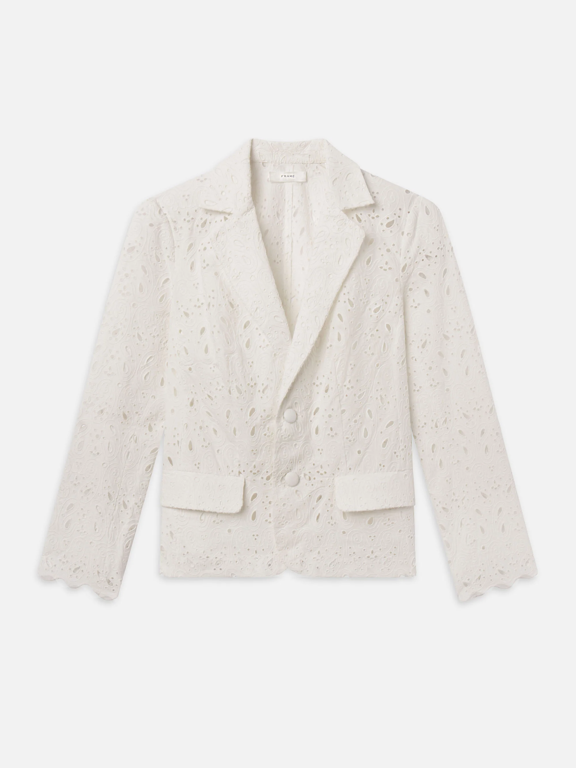 The Paisley Eyelet Classic Blazer -- White
