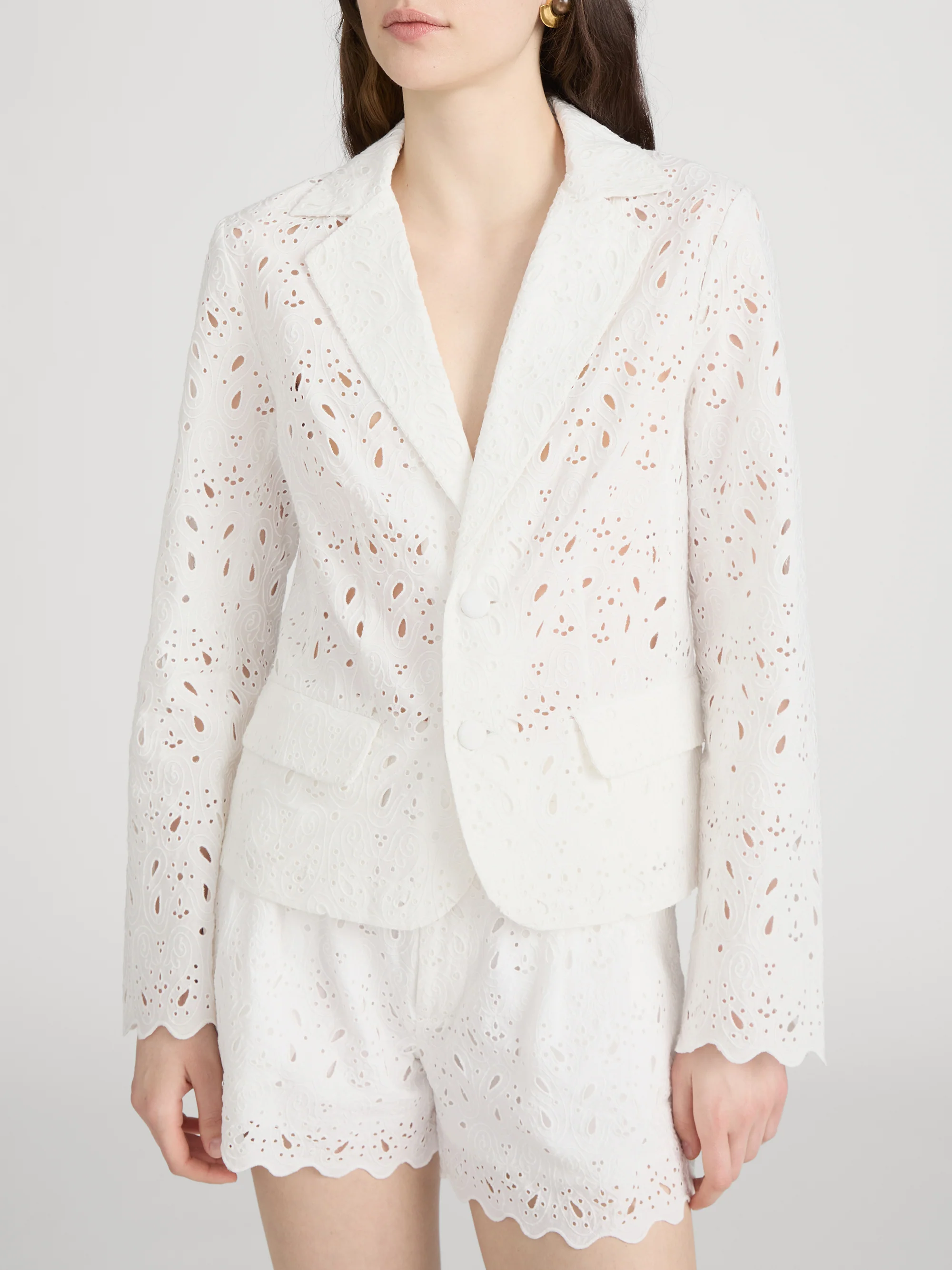 The Paisley Eyelet Classic Blazer -- White - Image 3