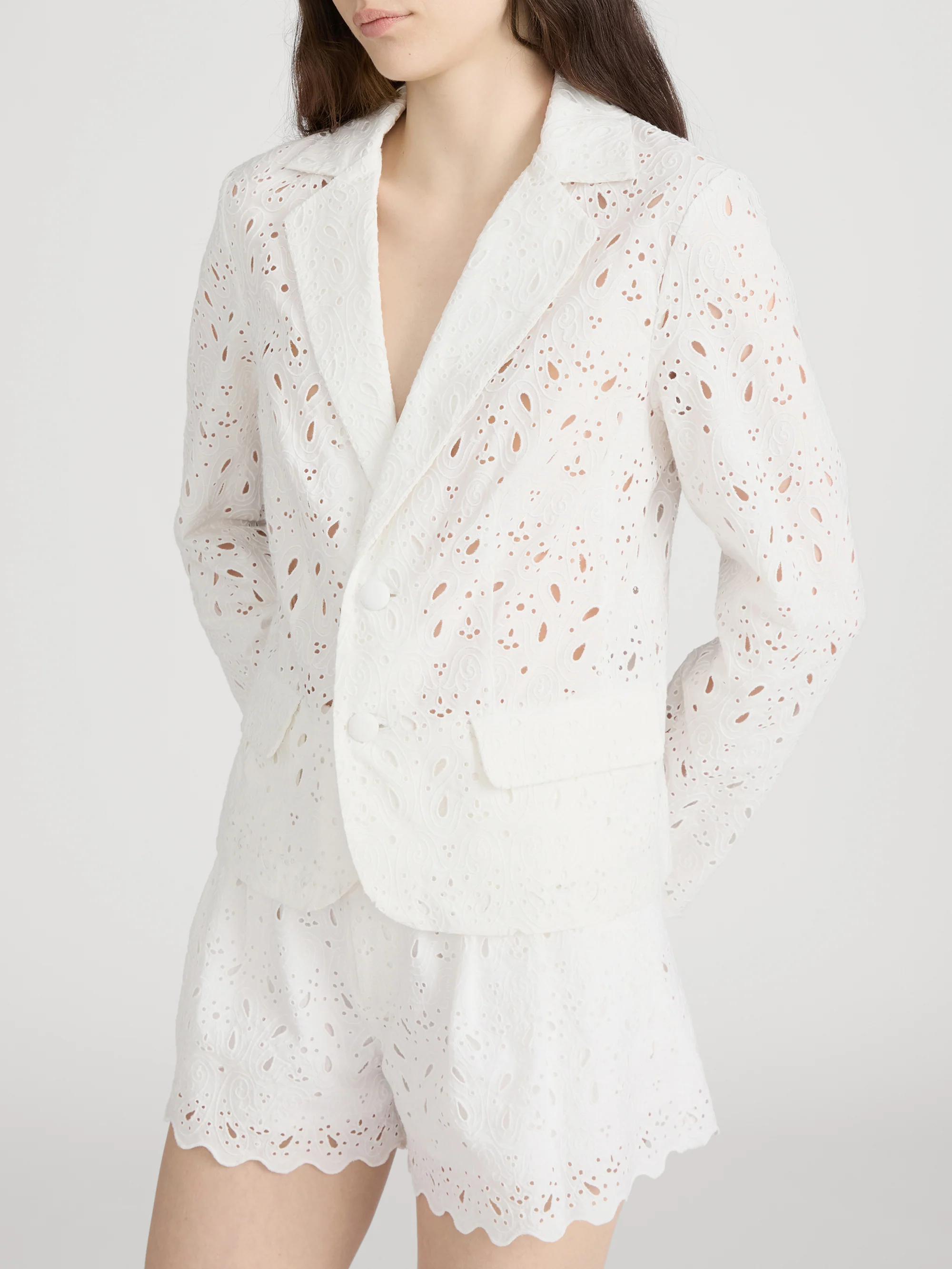 The Paisley Eyelet Classic Blazer -- White - Image 4