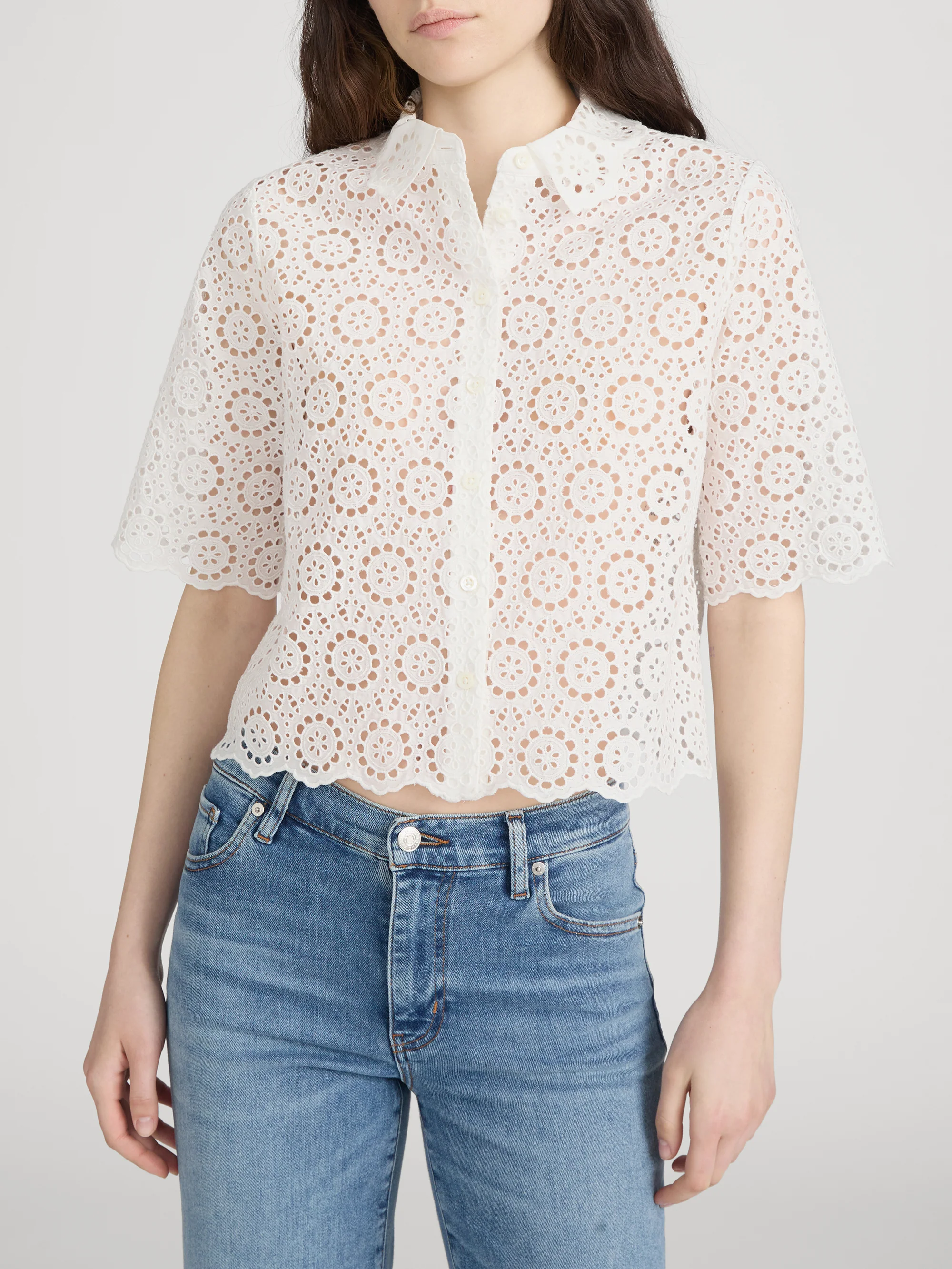 The Petal Eyelet Shirt -- White - Image 3