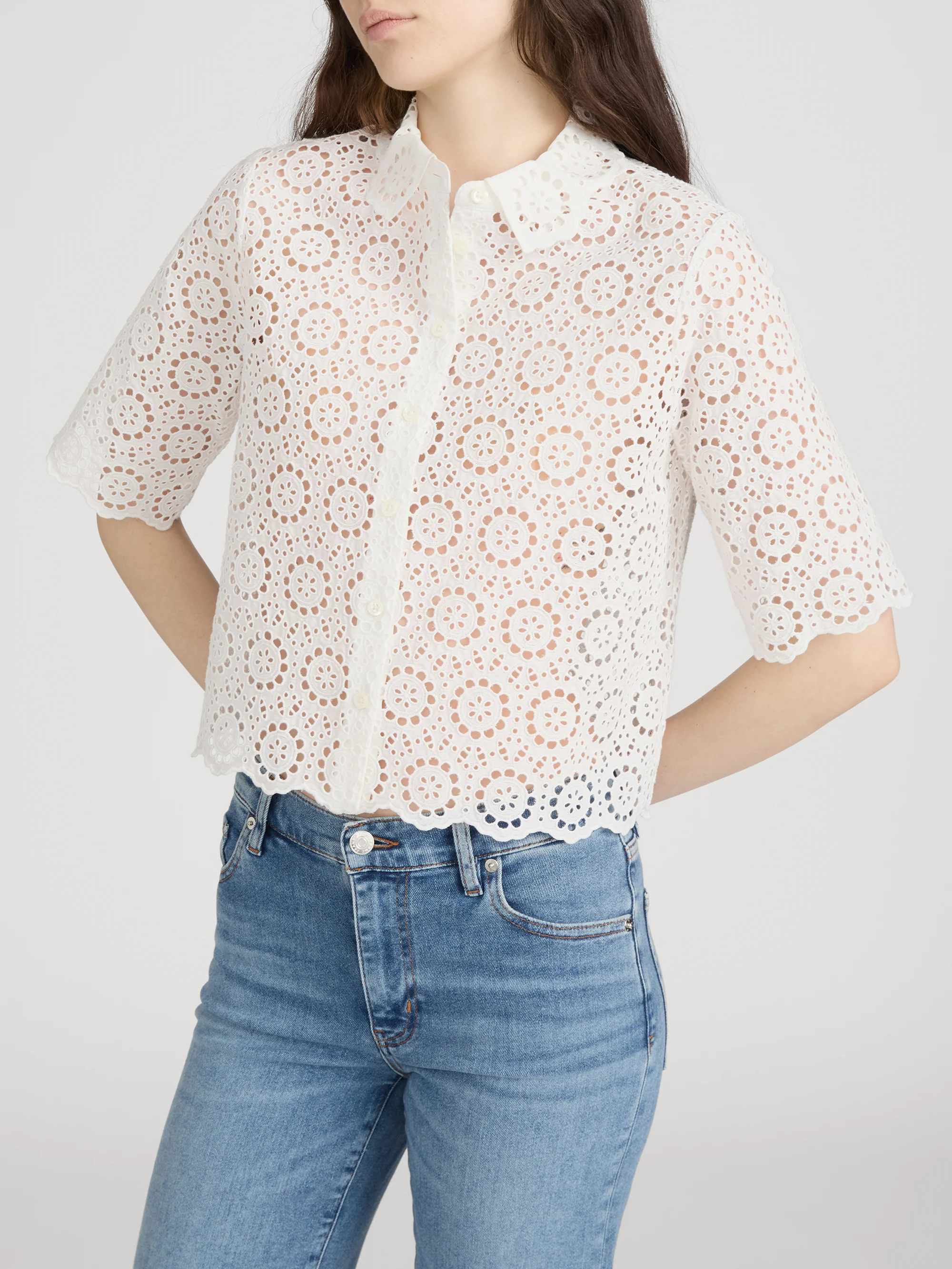 The Petal Eyelet Shirt -- White - Image 4
