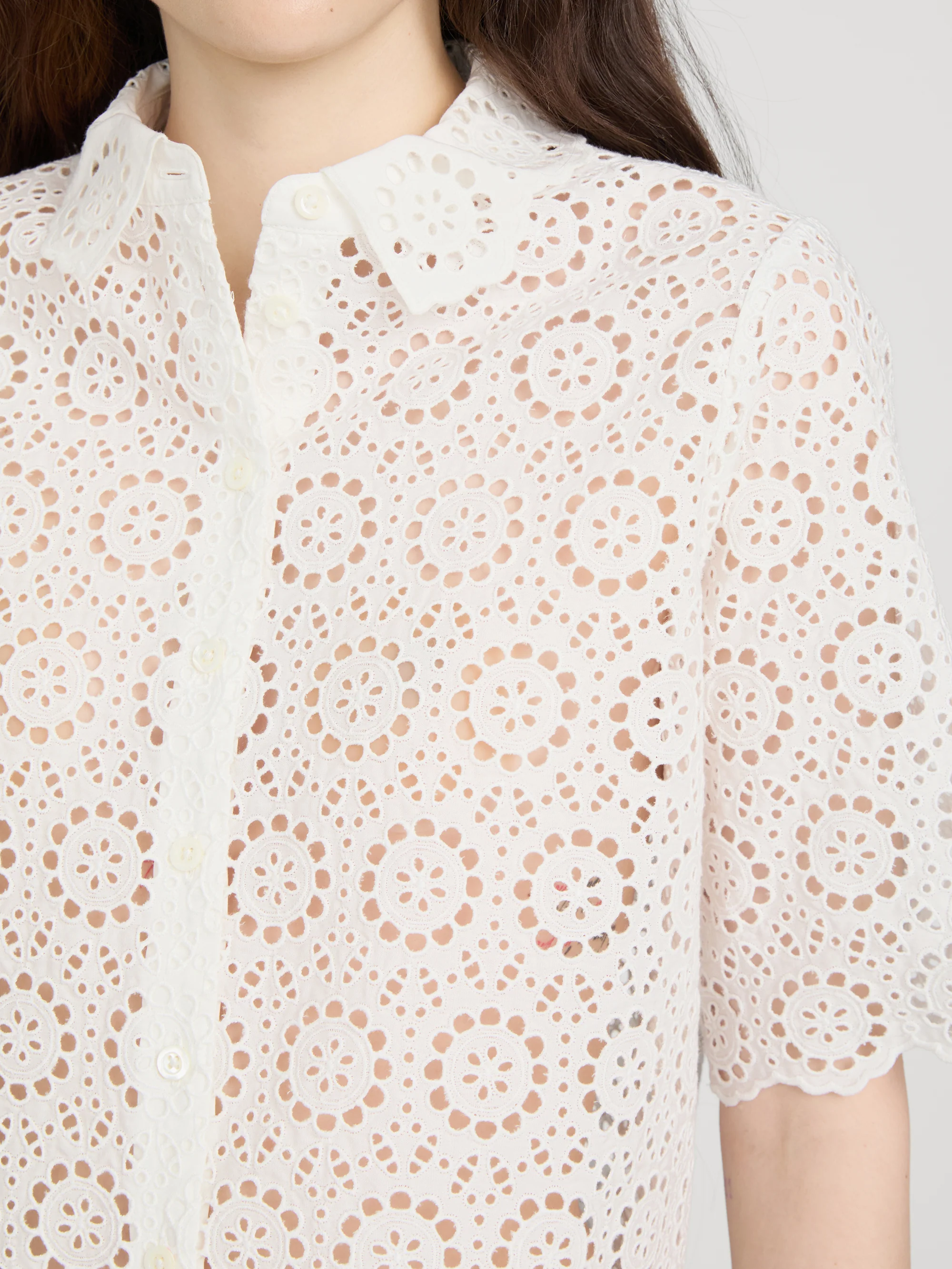 The Petal Eyelet Shirt -- White - Image 5