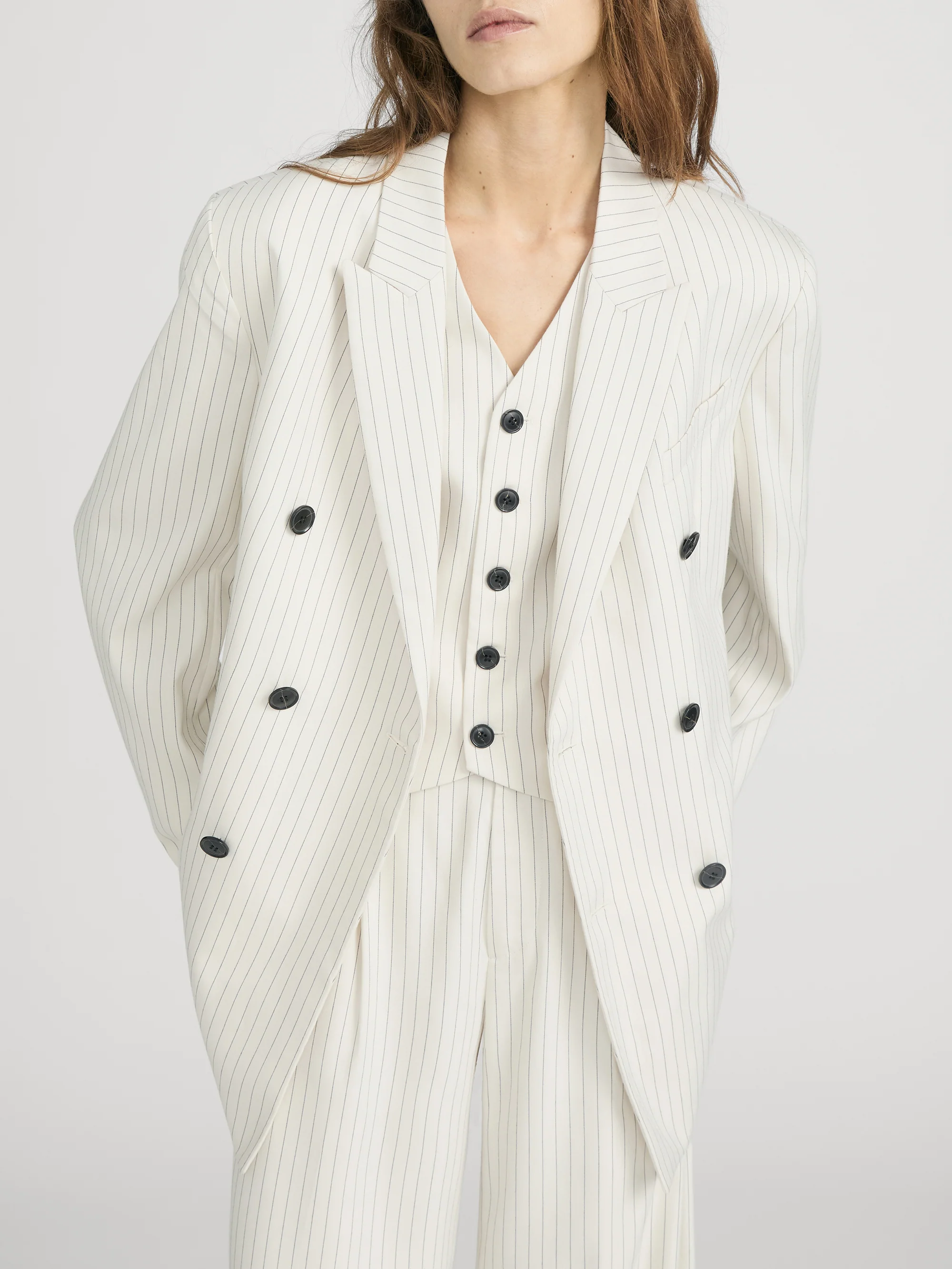 The Pinstripe Avenue Blazer -- Cream Multi - Image 3