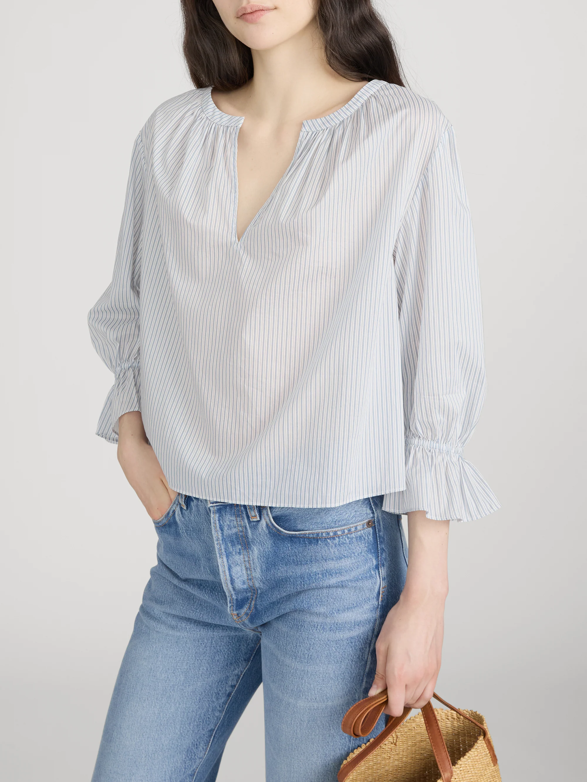 The Poet Blouse -- Ocean Blue Multi - Image 4