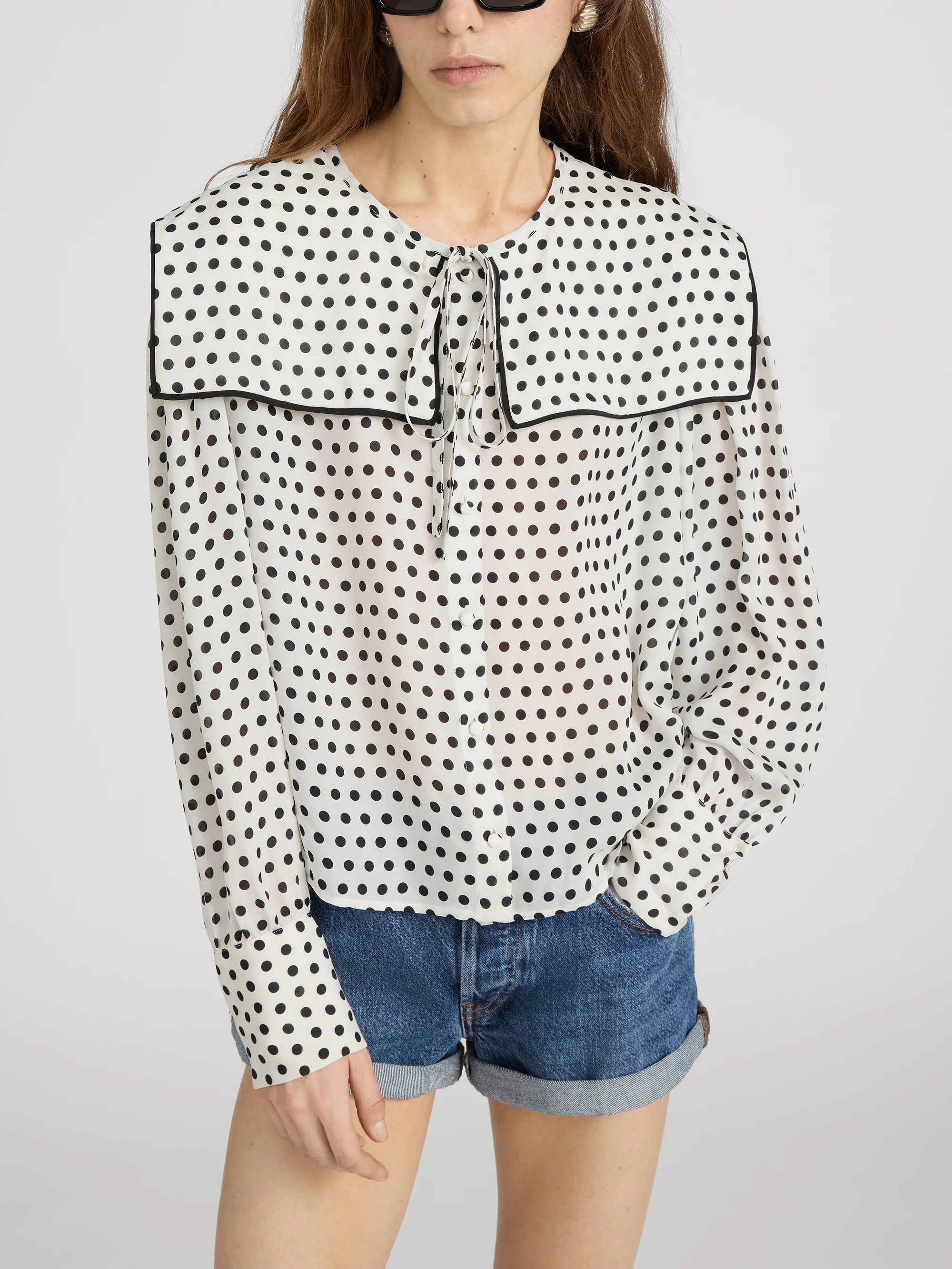The Polka Dot Fleet Blouse -- Cream - Image 3
