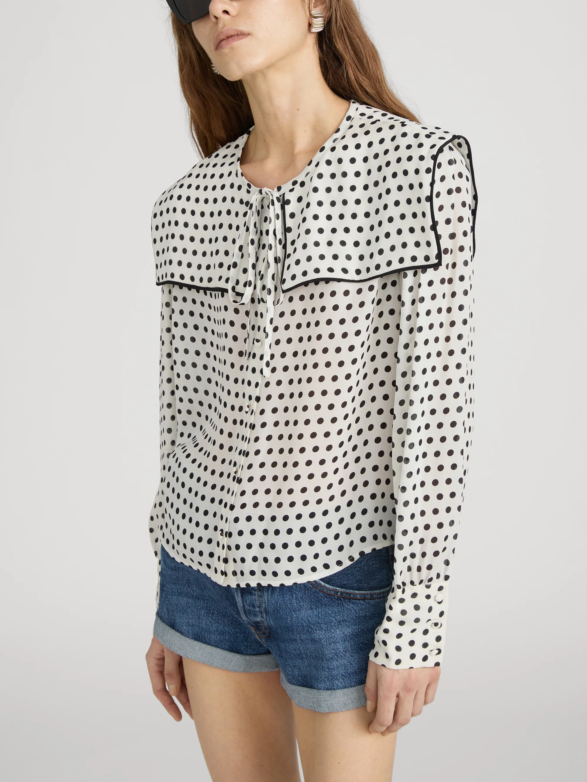 The Polka Dot Fleet Blouse -- Cream - Image 4