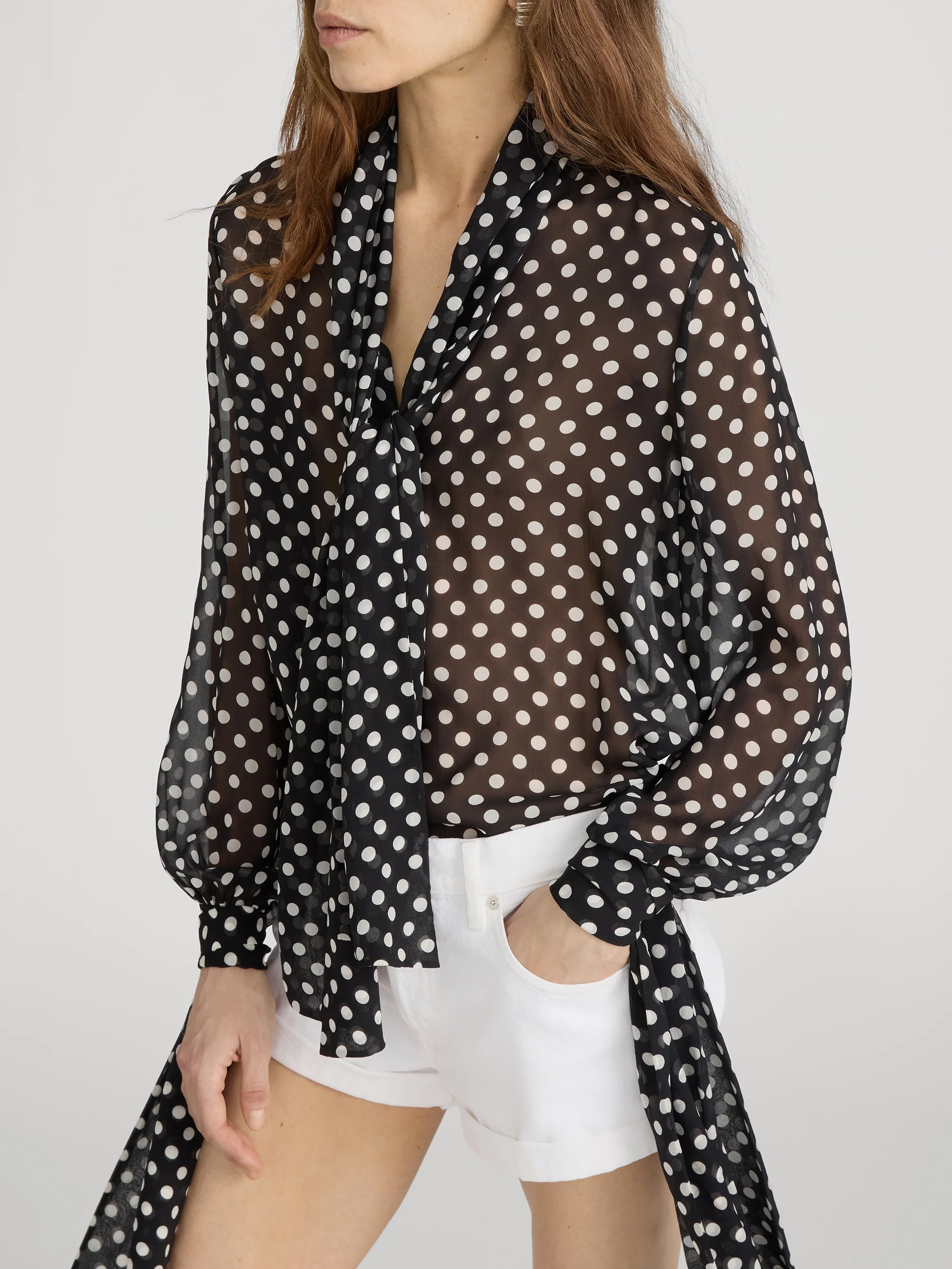 The Polka Dot Nouvelle Blouse -- Black Multi - Image 4